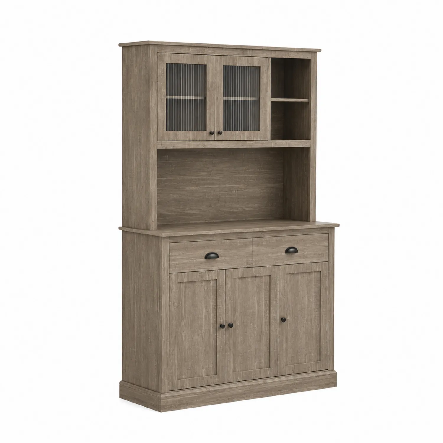 Kredens kuchenny z drewna z hartowanym szkłem dąb 200cm x 90cm x 45cm-Norvitron