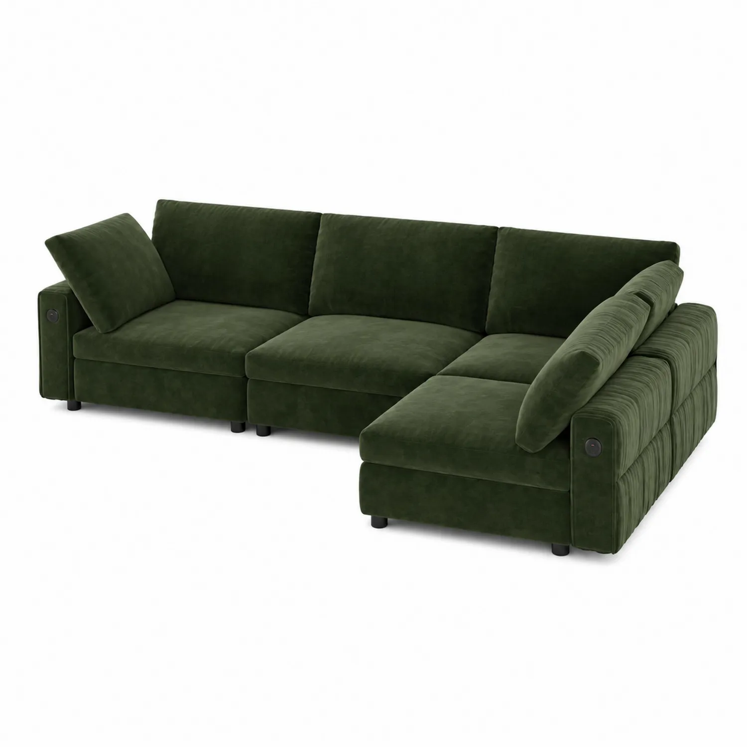Sofa narożna z weluru poliestrowego ciemnozielona-Norvitron