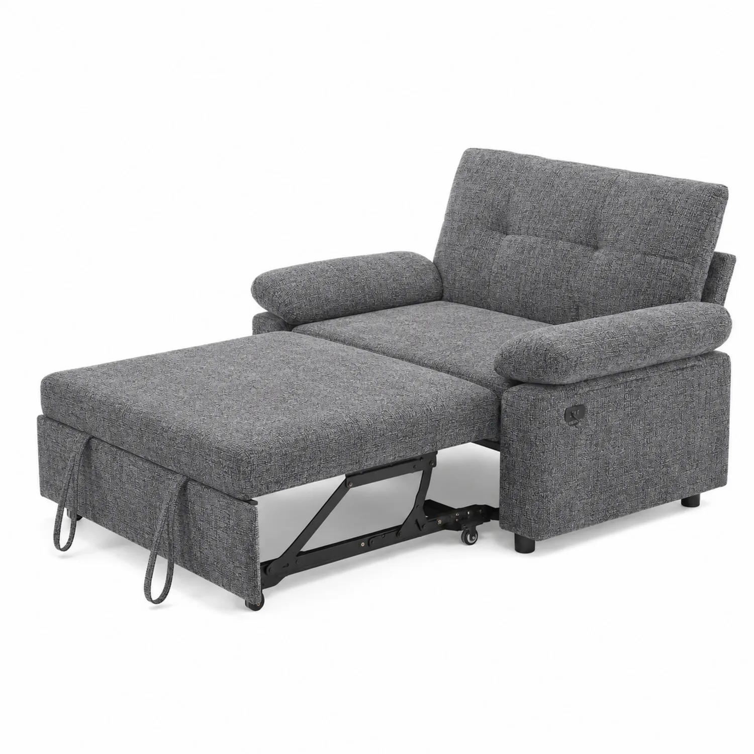 Rozkładana sofa z mechanizmem ręcznym, szary poliester-Norvitron