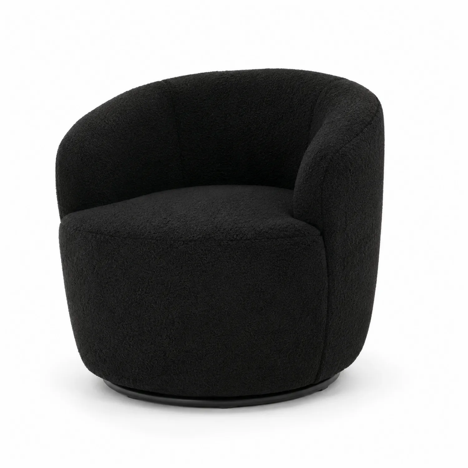 Fotel obrotowy z tkaniny boucle, Czarny-Norvitron