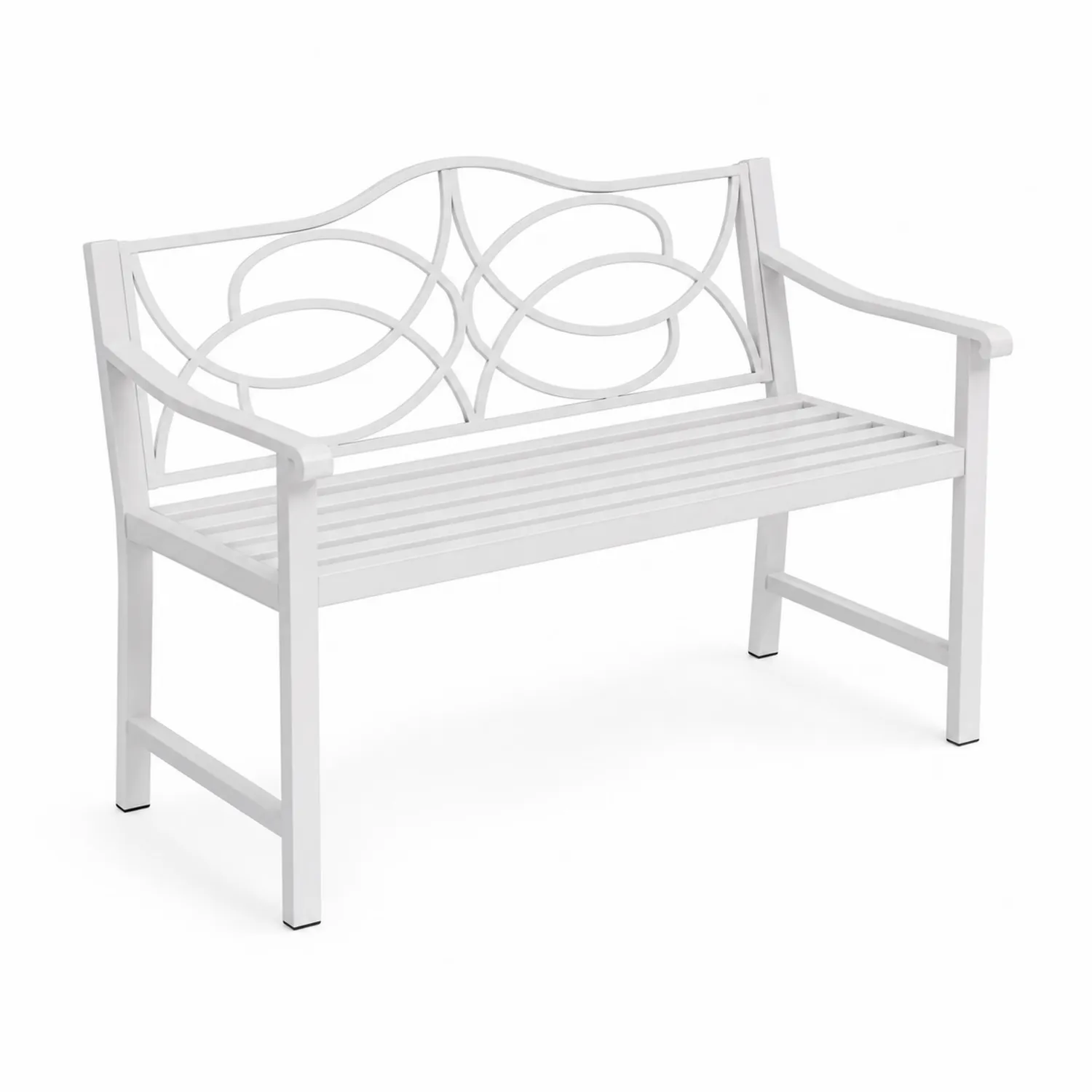 Biała metalowa ławka ogrodowa 120 cm-Norvitron