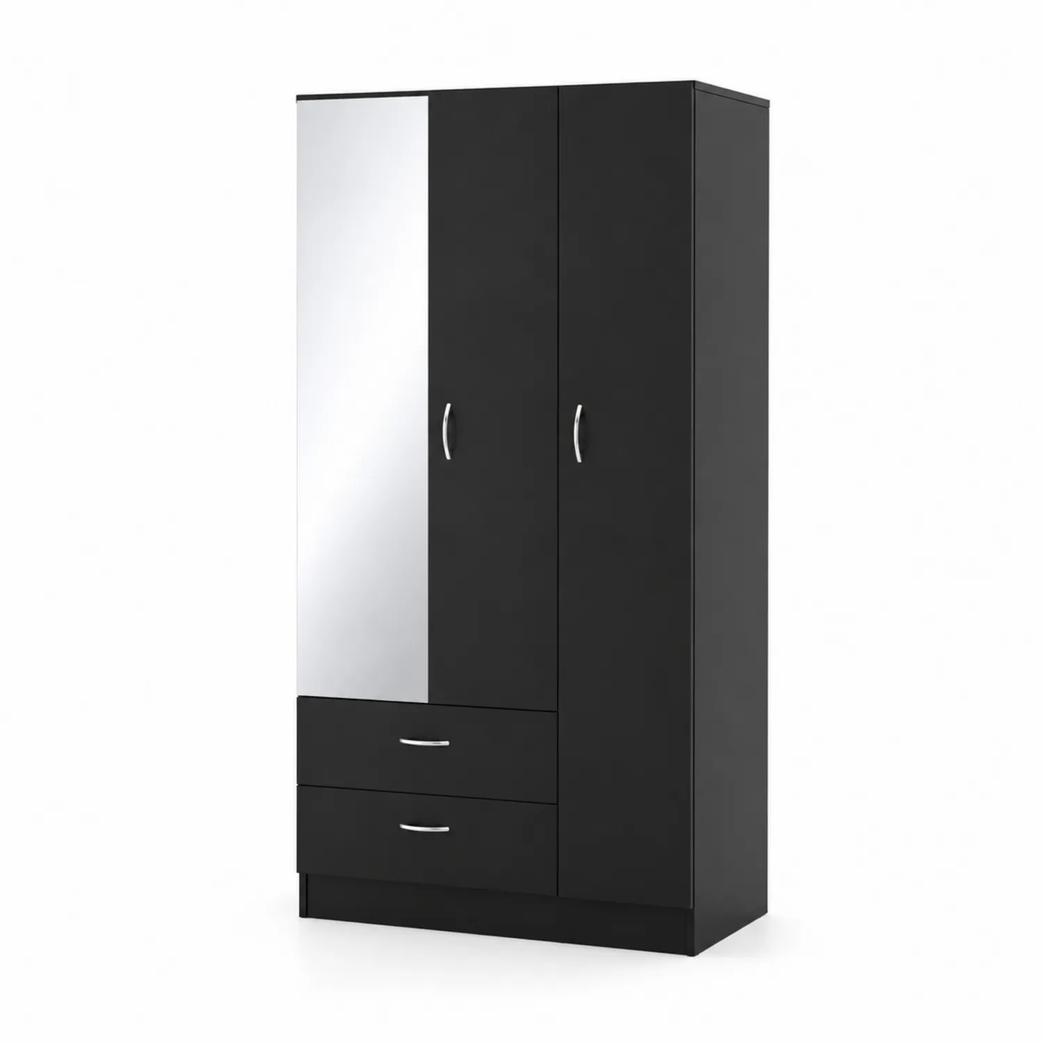 Szafa z lustrem dwudrzwiowa czarna z płyty laminowanej 180x90x60 cm-Norvitron