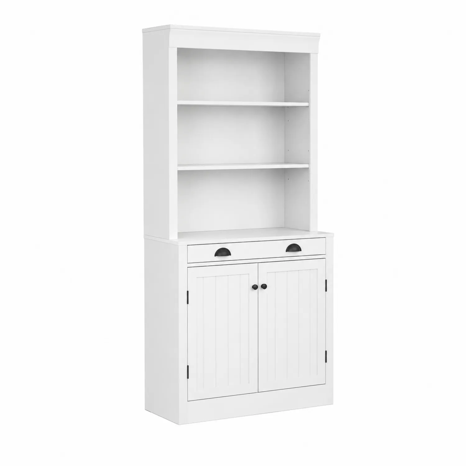 Regał biały z półkami i szafką MDF 180cm-Norvitron
