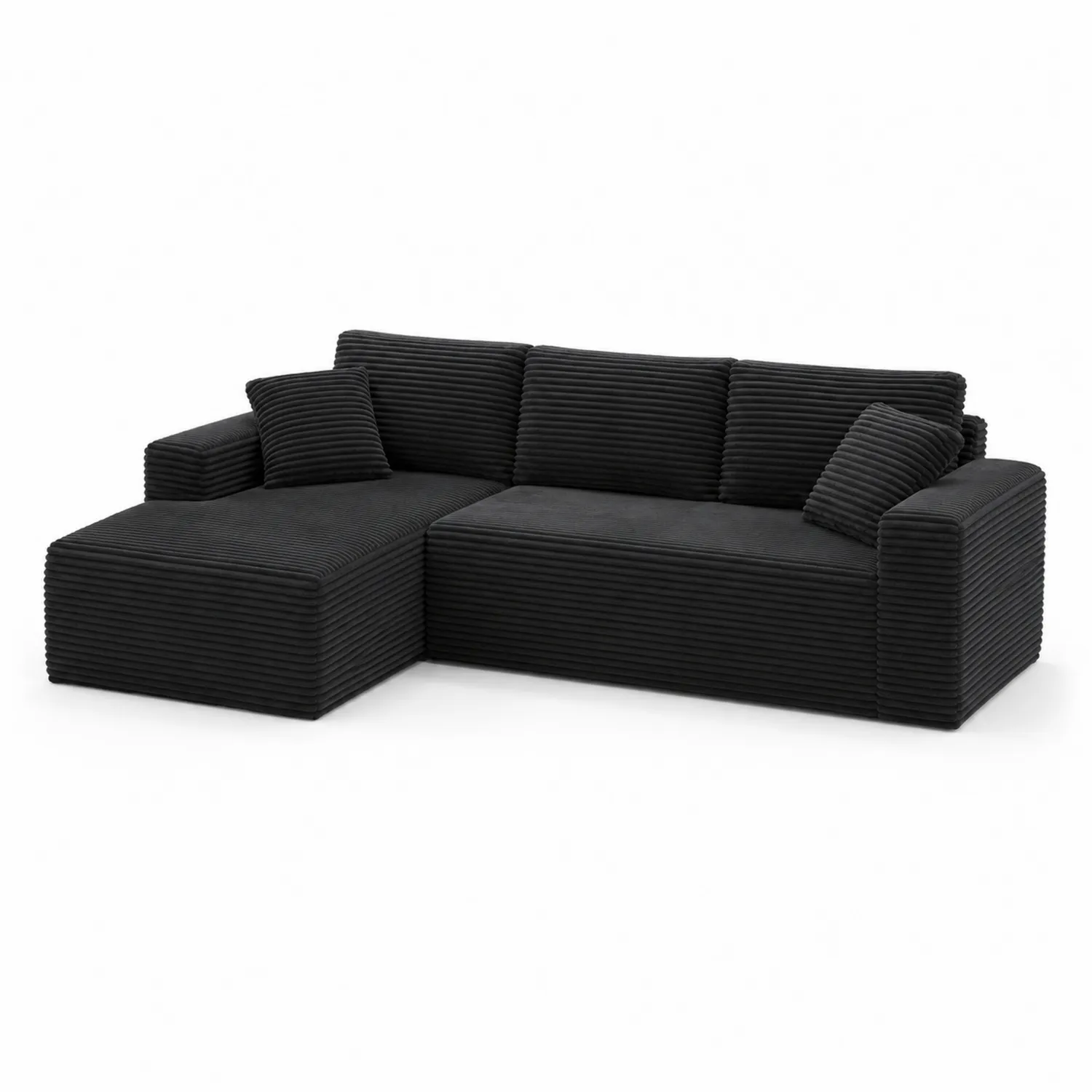 Narożnik Sztruksowy Czarny 250x150x85 cm-Norvitron