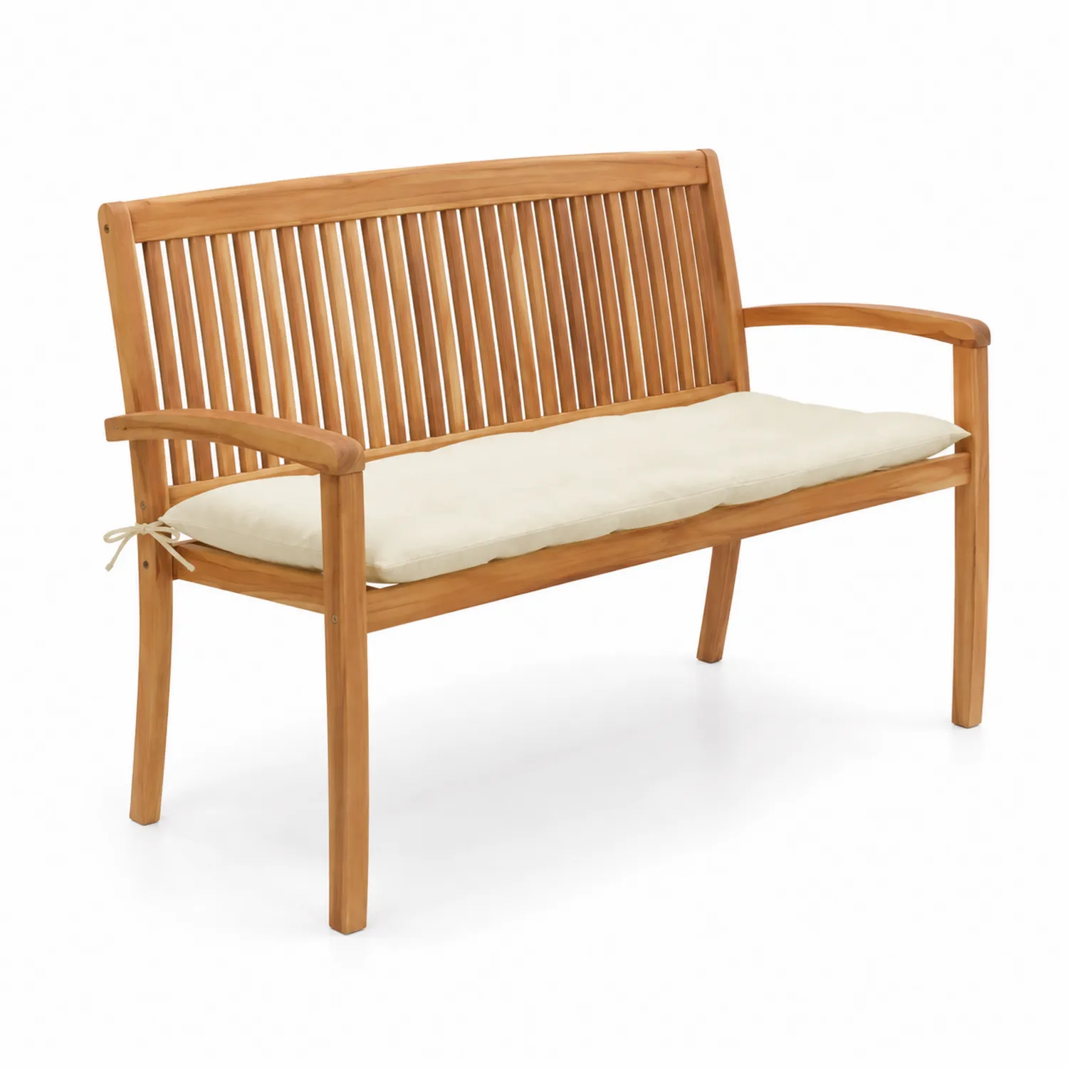 Ławka drewniana teak z poduszką 120 cm-Norvitron