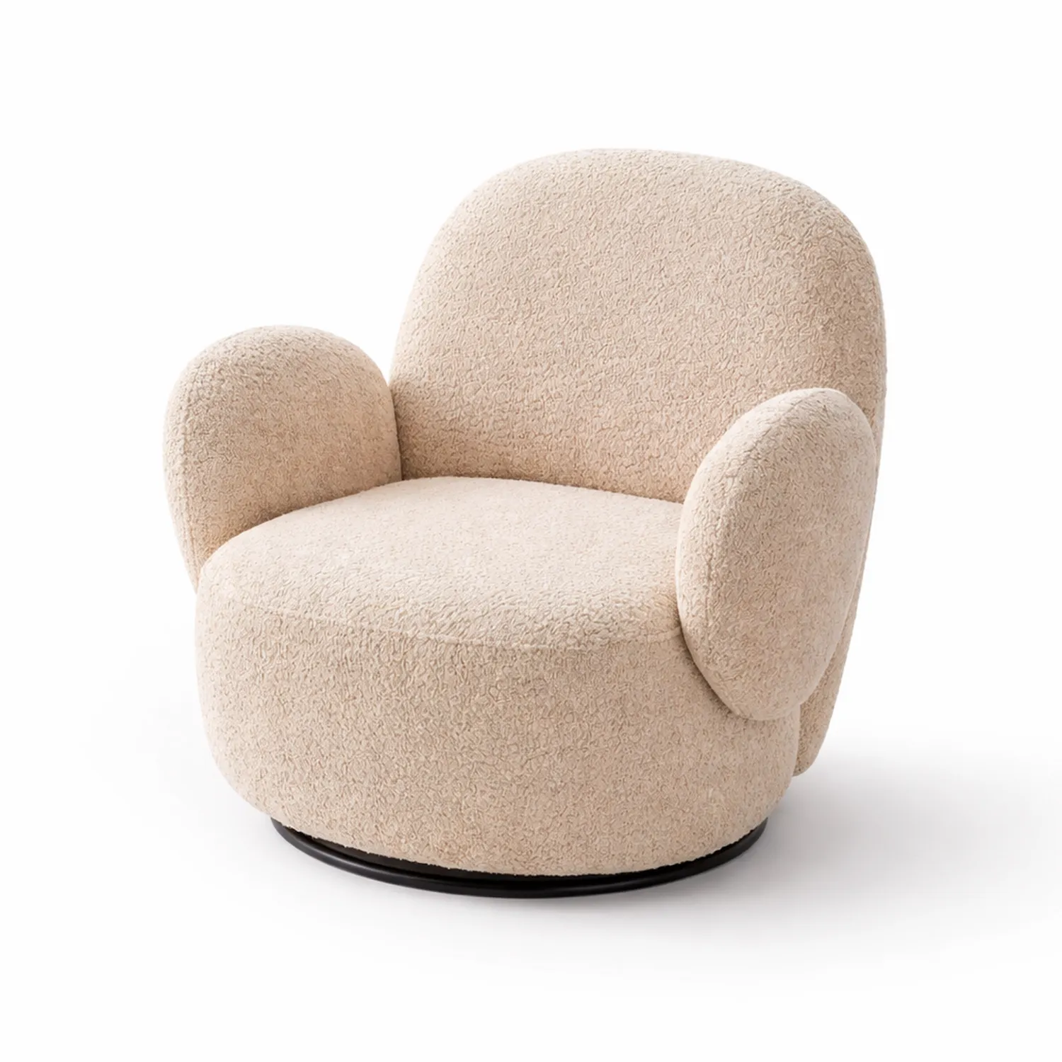 Fotel Bouclé Beżowy 80 cm-Norvitron