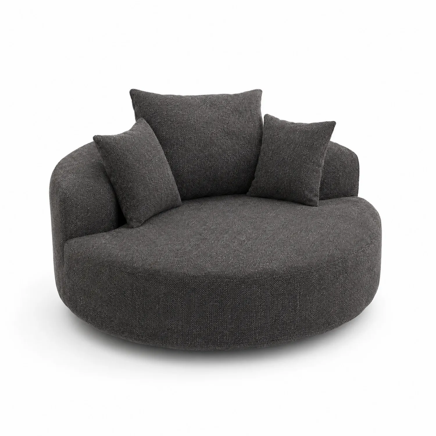 Okrągła sofa z poduszkami z tkaniny, Ciemnoszary, 200 cm-Norvitron