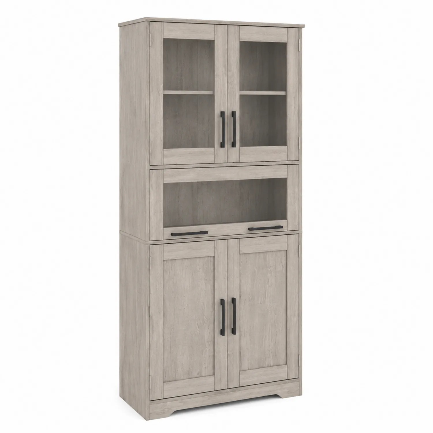 Witryna kredens z drzwiami szklanymi 180 cm MDF i Szkło Szary-Norvitron