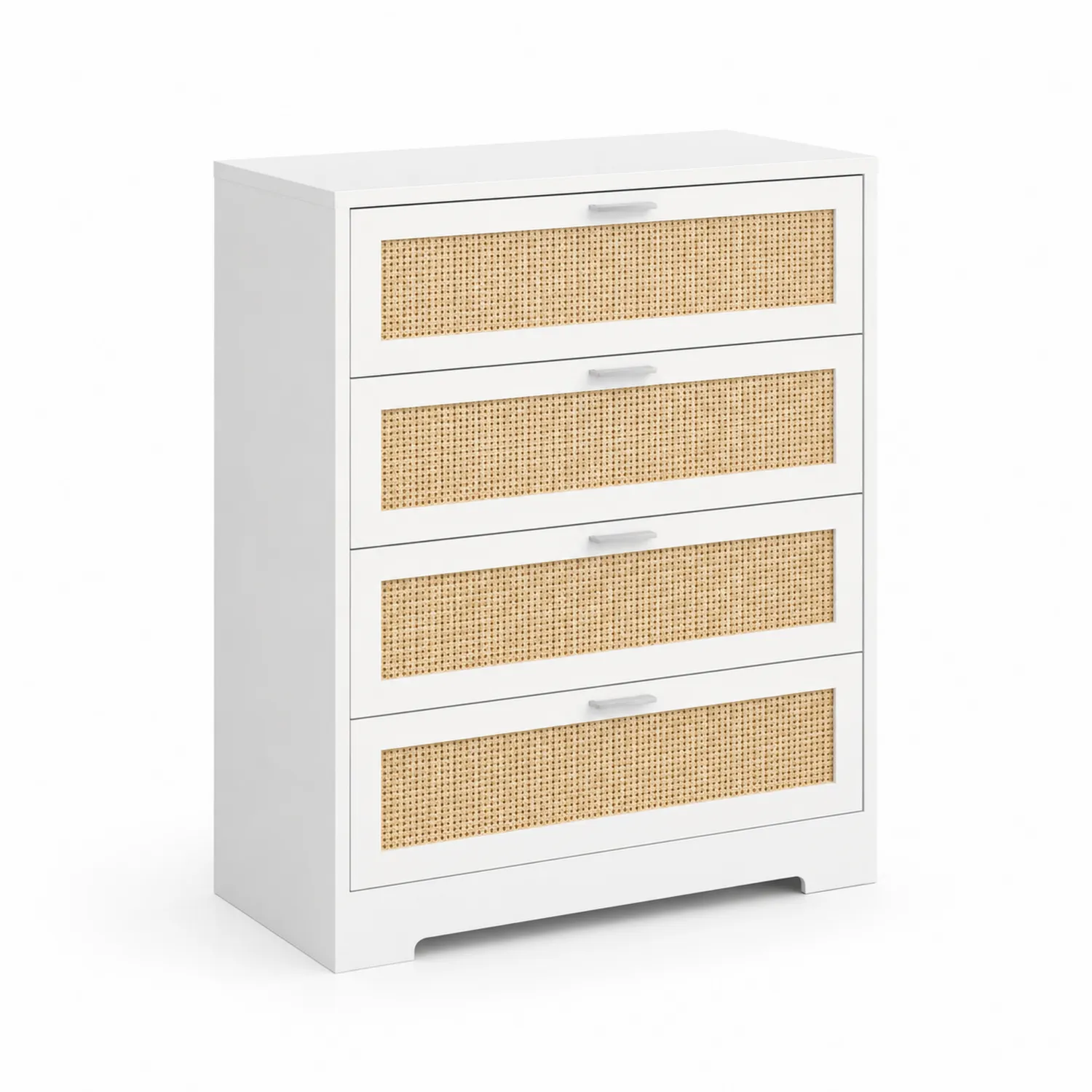 Komoda z MDF i naturalnego rattanu z 4 szufladami 80x40x105 cm