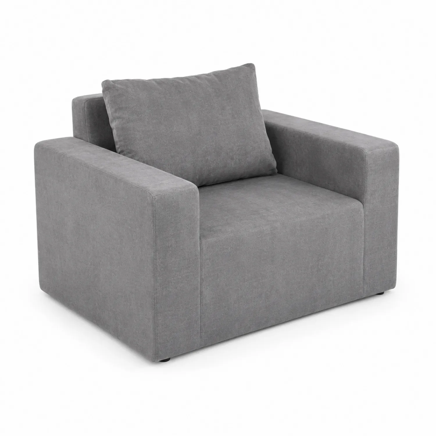 Sofa Jednoosobowa Szara Tkanina Poliester 100x90x80 cm