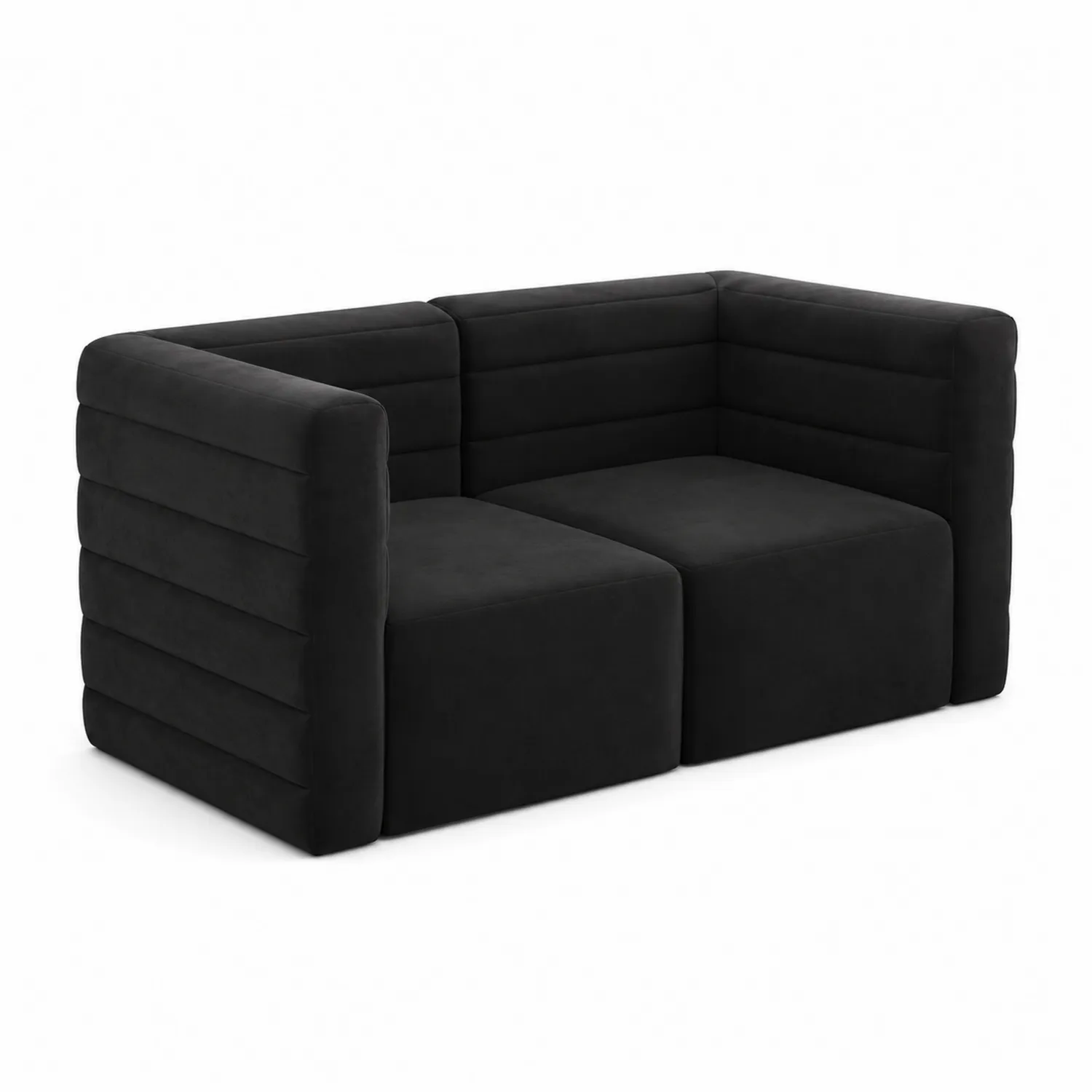 Sofa 2-osobowa Modułowa Aksamitna Czarna