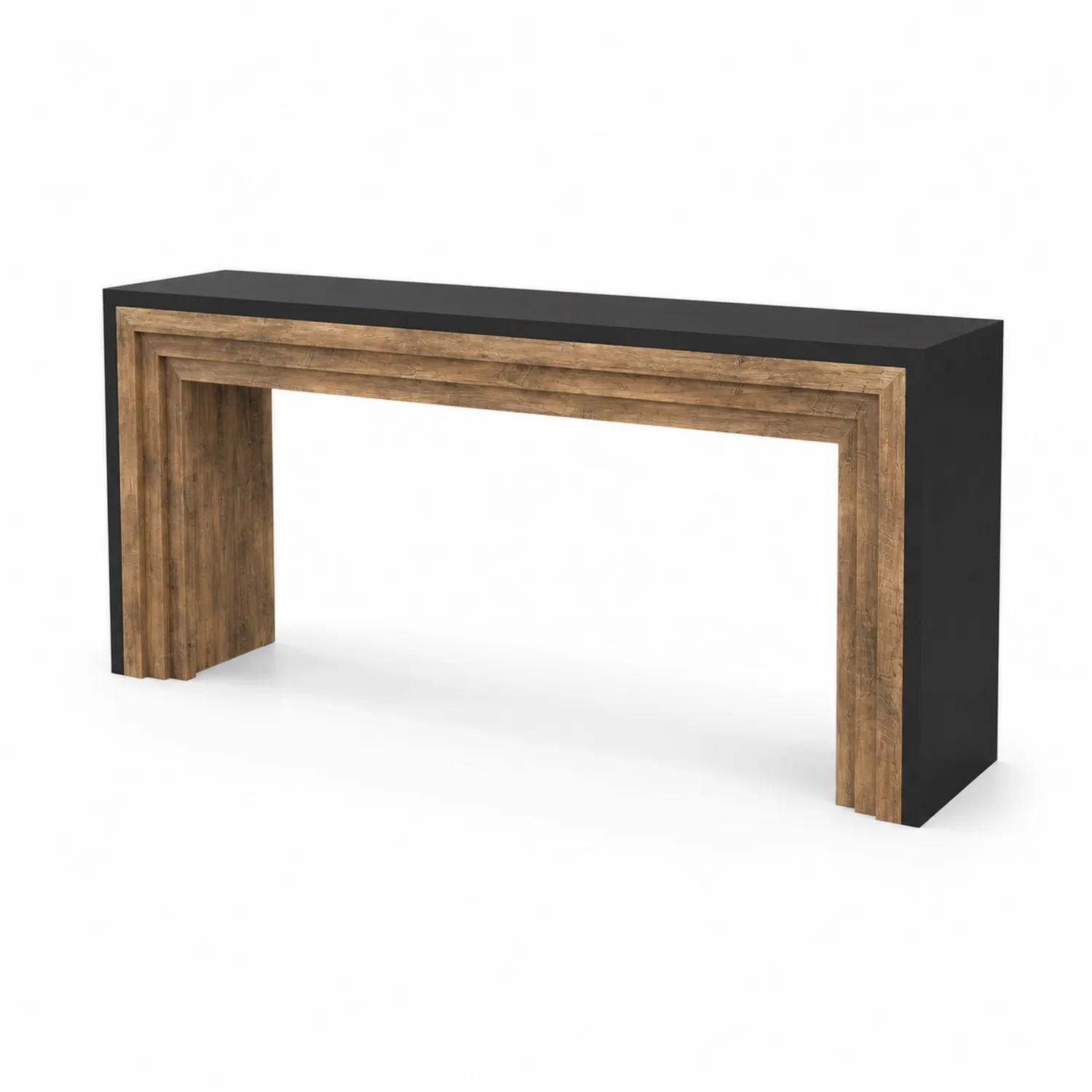 Stół konsolowy z drewna i czarną laminowaną płytą 120 cm