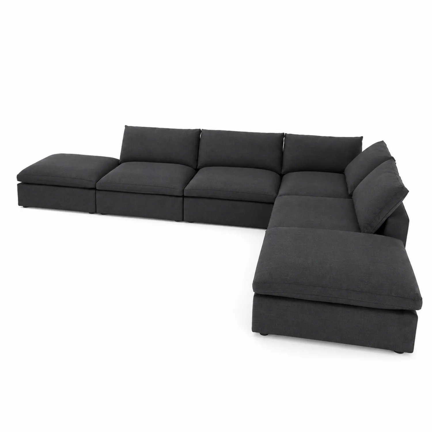 Narożna sofa modułowa z tkaniny poliestrowej Szary 350 cm