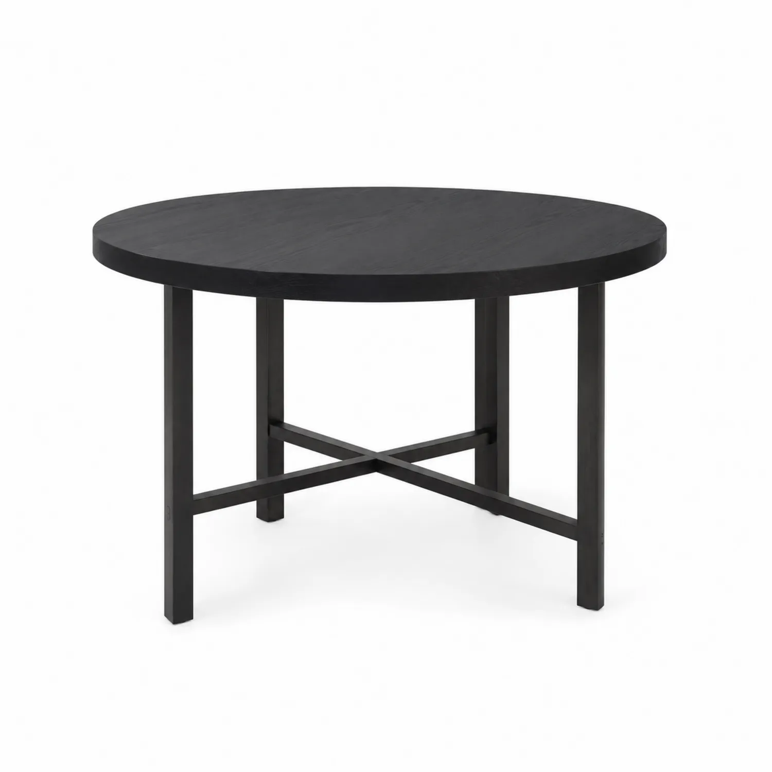 Okrągły stół z drewna i metalu, Czarny, 120 cm