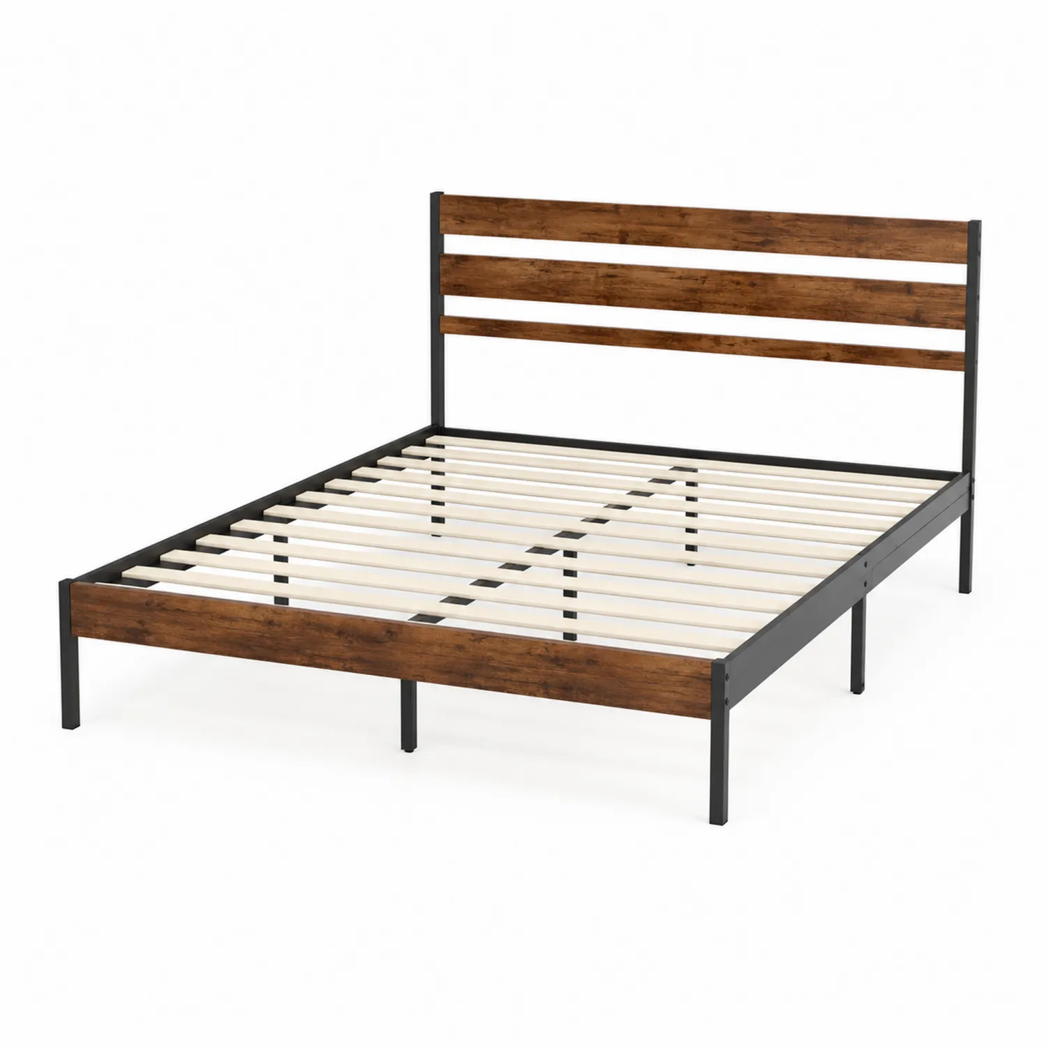 Łóżko metalowe z zagłówkiem i bokami z płyty MDF 200x150 cm