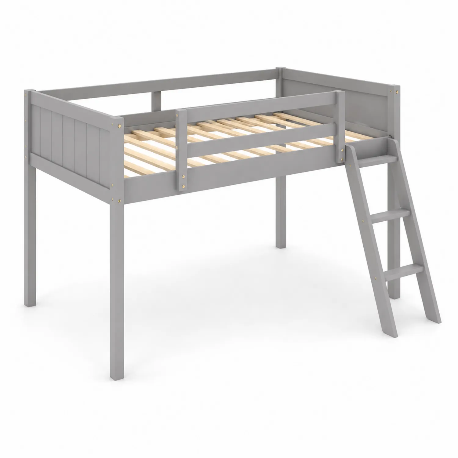 Dziecięce łóżko podwyższone szare 200x90 cm drewno sosnowe
