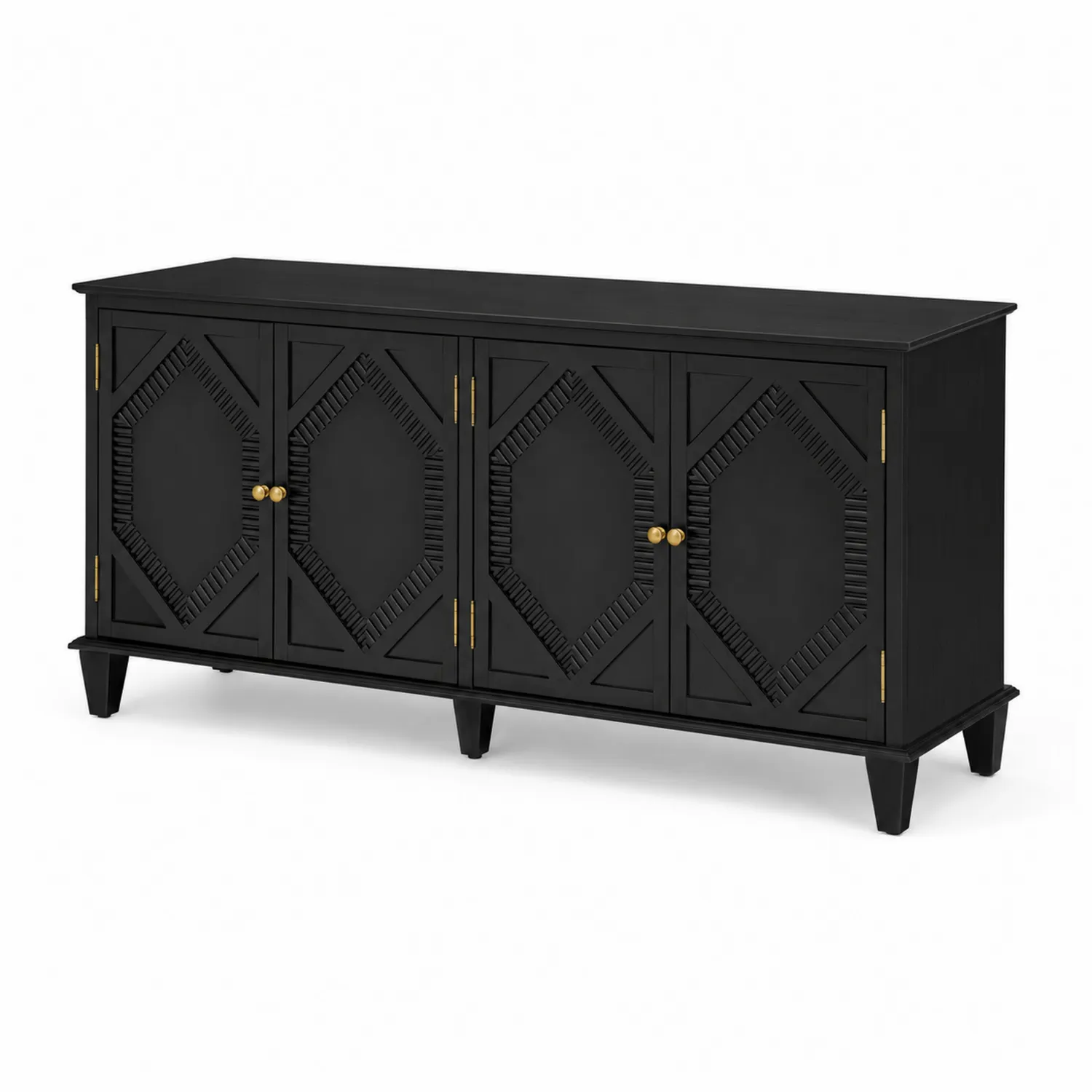 Czarny kredens z 4 drzwiami MDF 160x40x75 cm