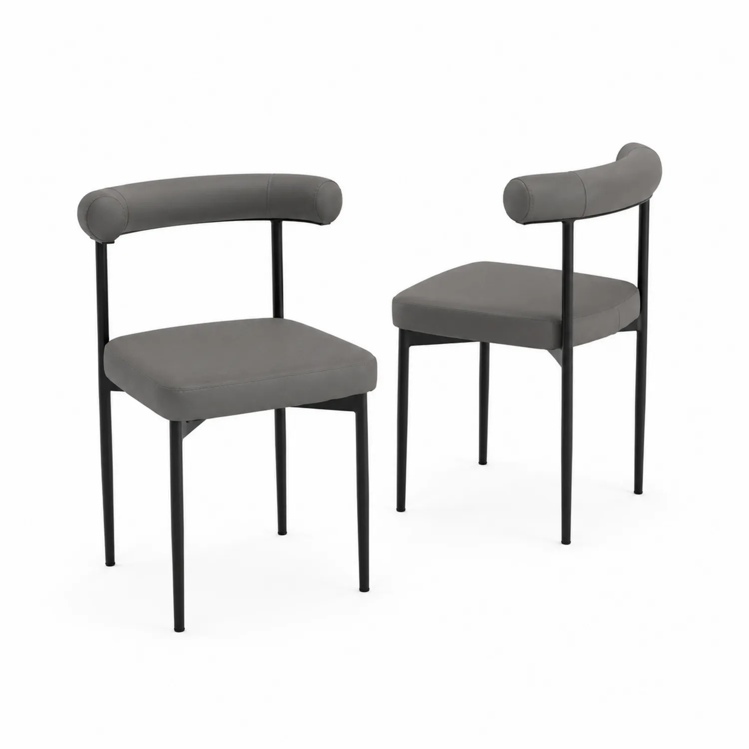 Zestaw 2 metalowych krzeseł z szarej ekoskóry