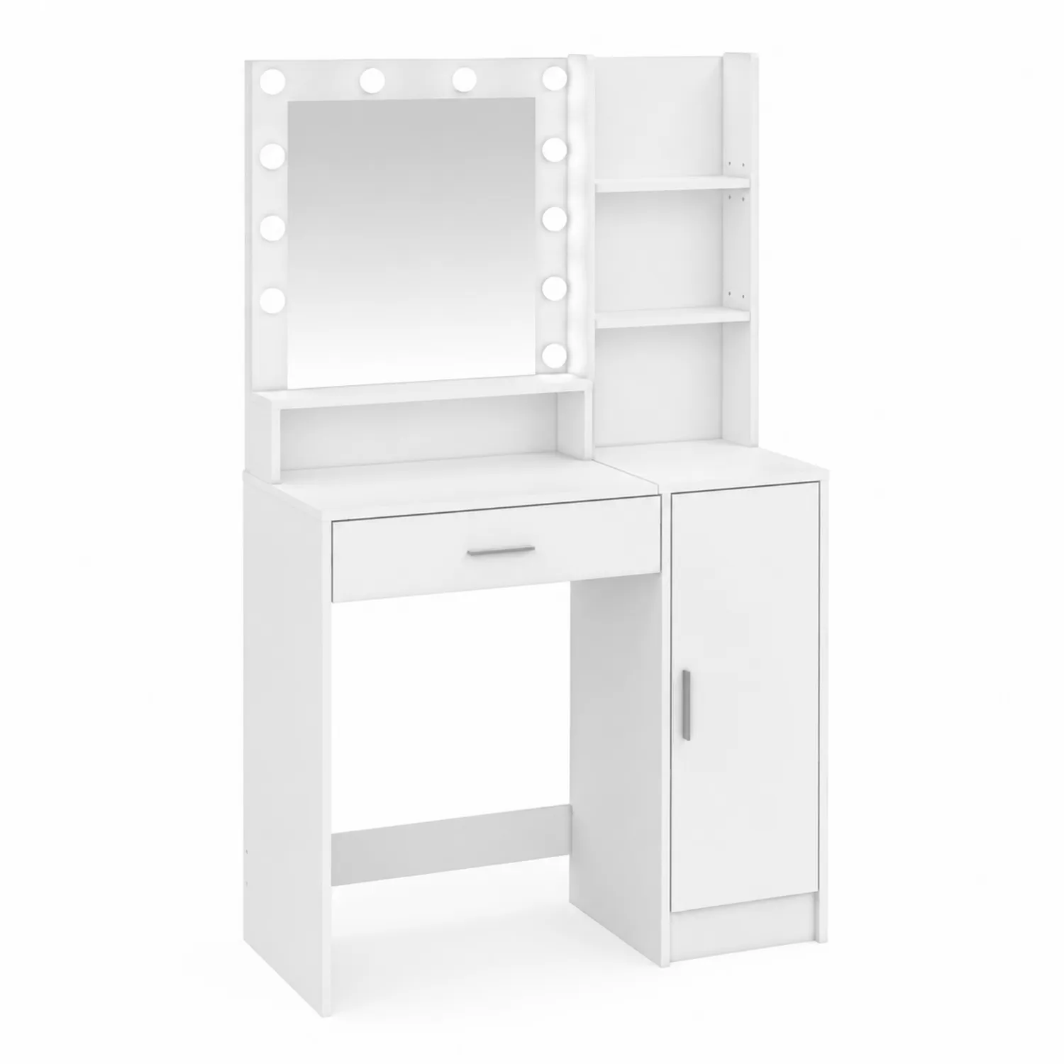 Toaletka z lustrem LED Biała Płyta wiórowa 79x40x142 cm