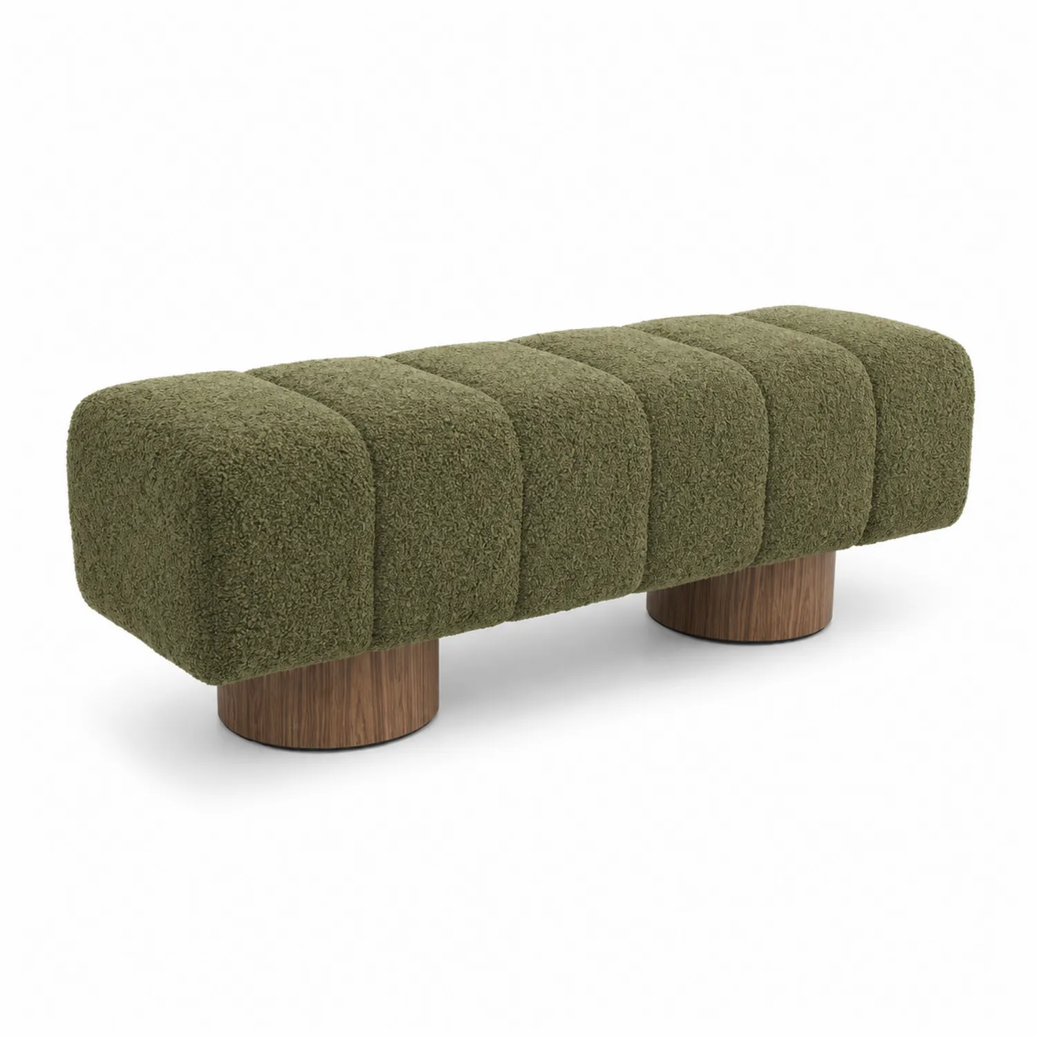 Ławka z tkaniny boucle oliwkowa 120x40x45 cm