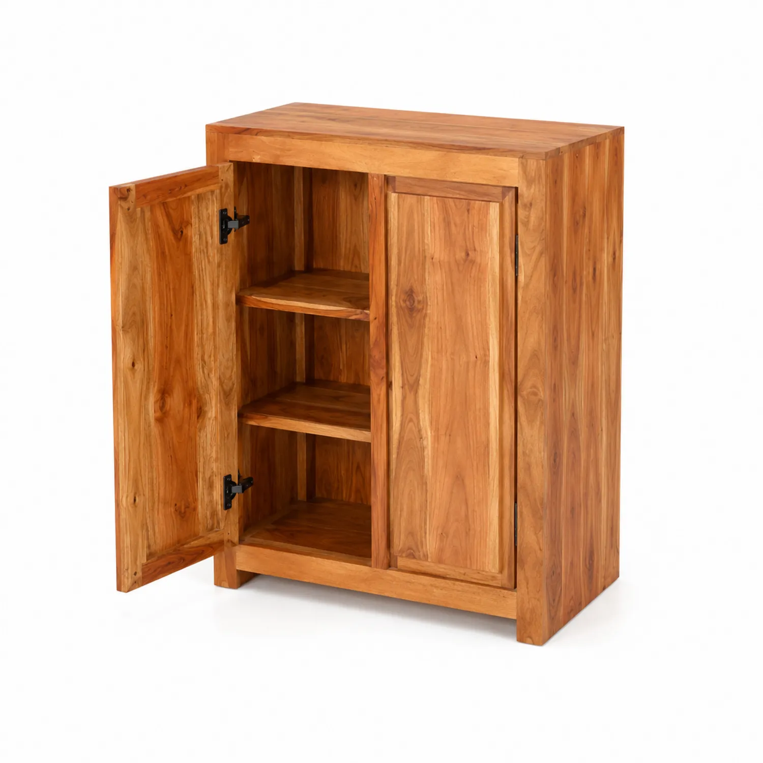 Kredens z drewna akacjowego, 2 drzwi, 90x60x30 cm