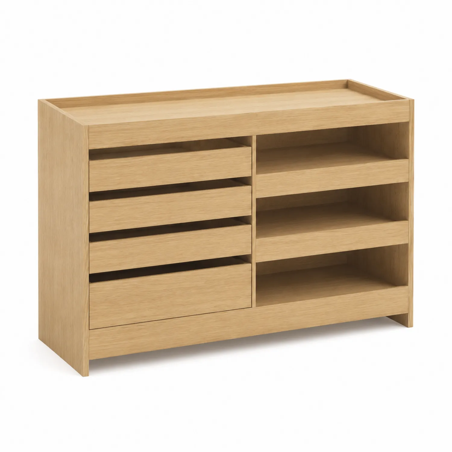 Dębowa komoda z 4 szufladami i półkami 100x40x80 cm