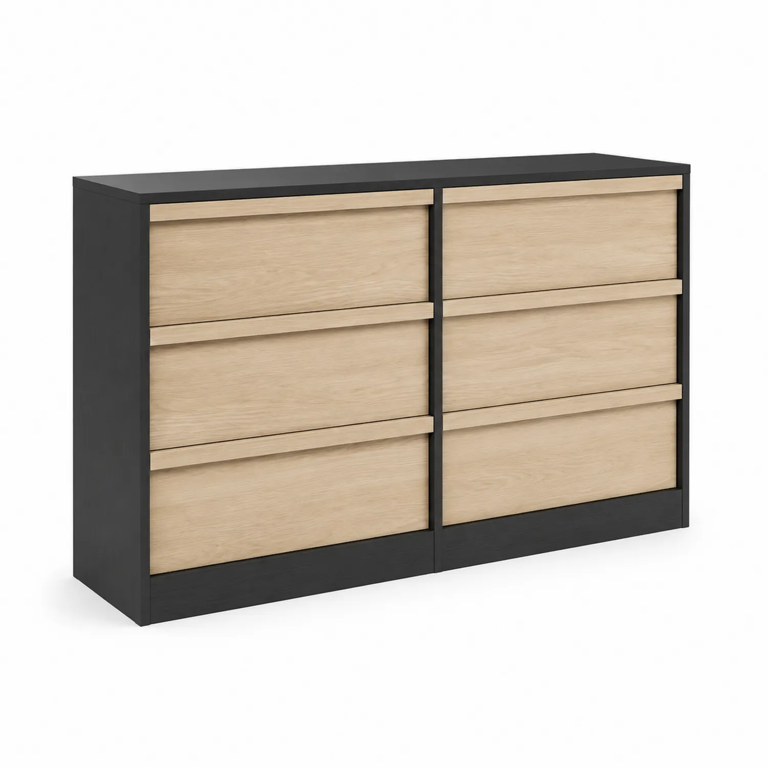 Komoda z 6 szufladami czarna drewniana 120x40x80 cm