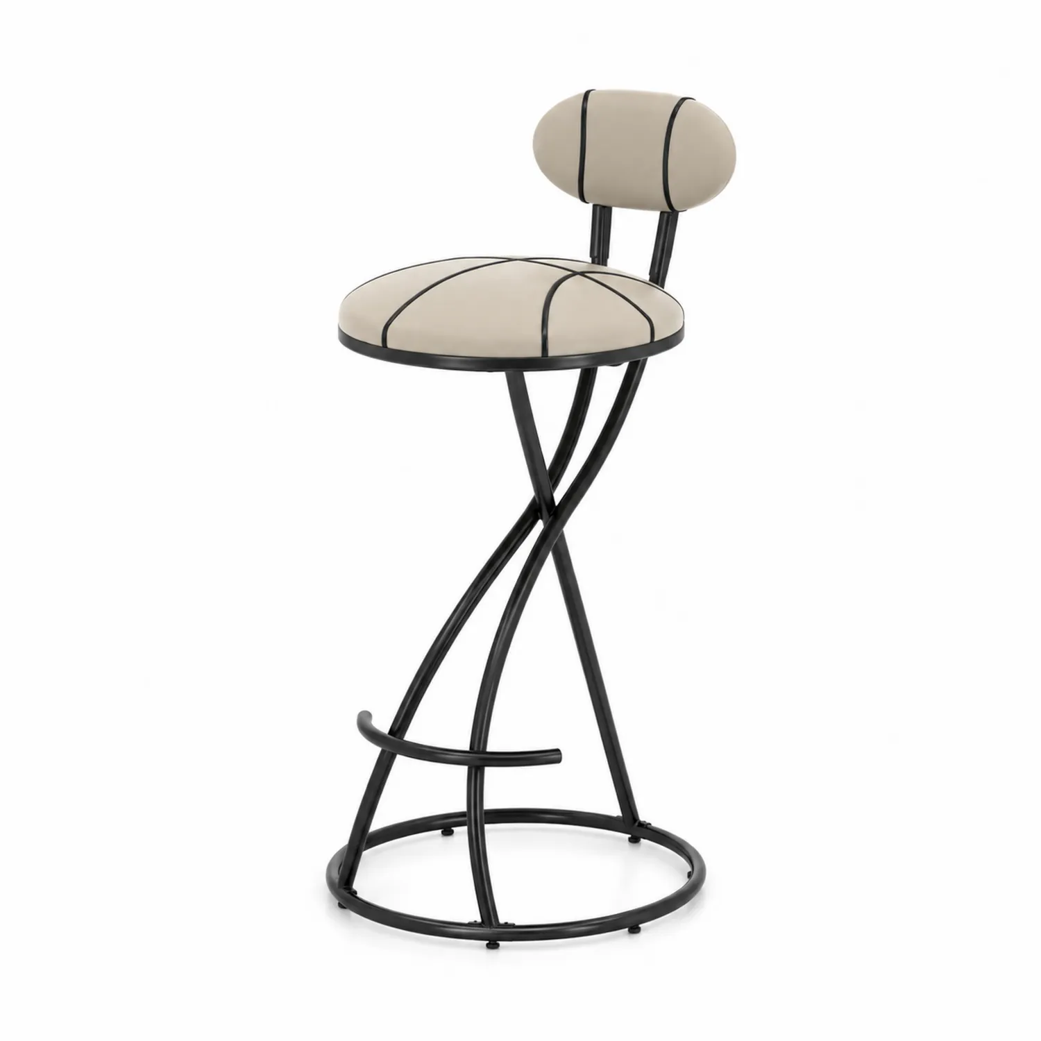 Hoker metalowy z oparciem, beżowy, 78 cm