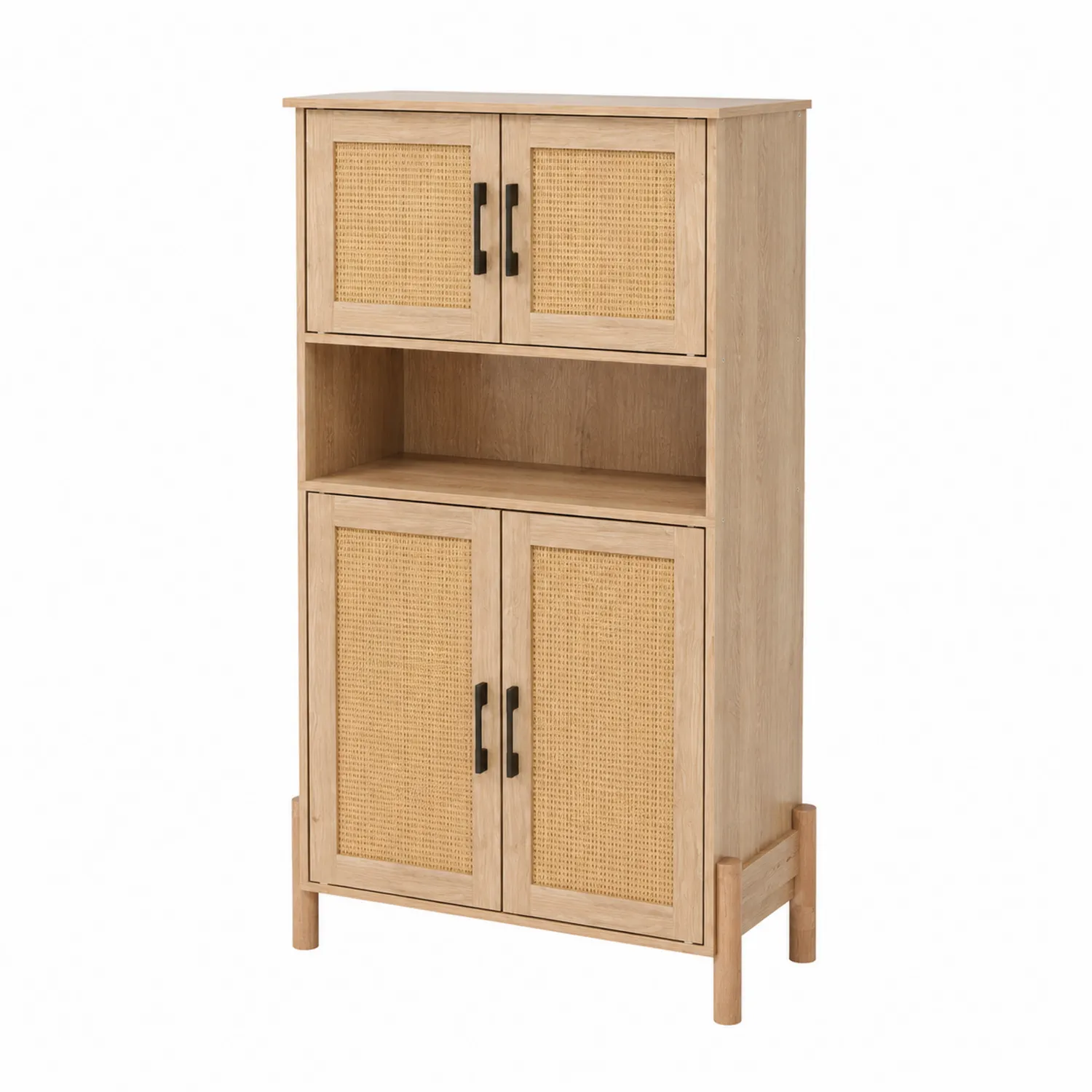 Szafka drewniana z rattanu 150x80x40 cm