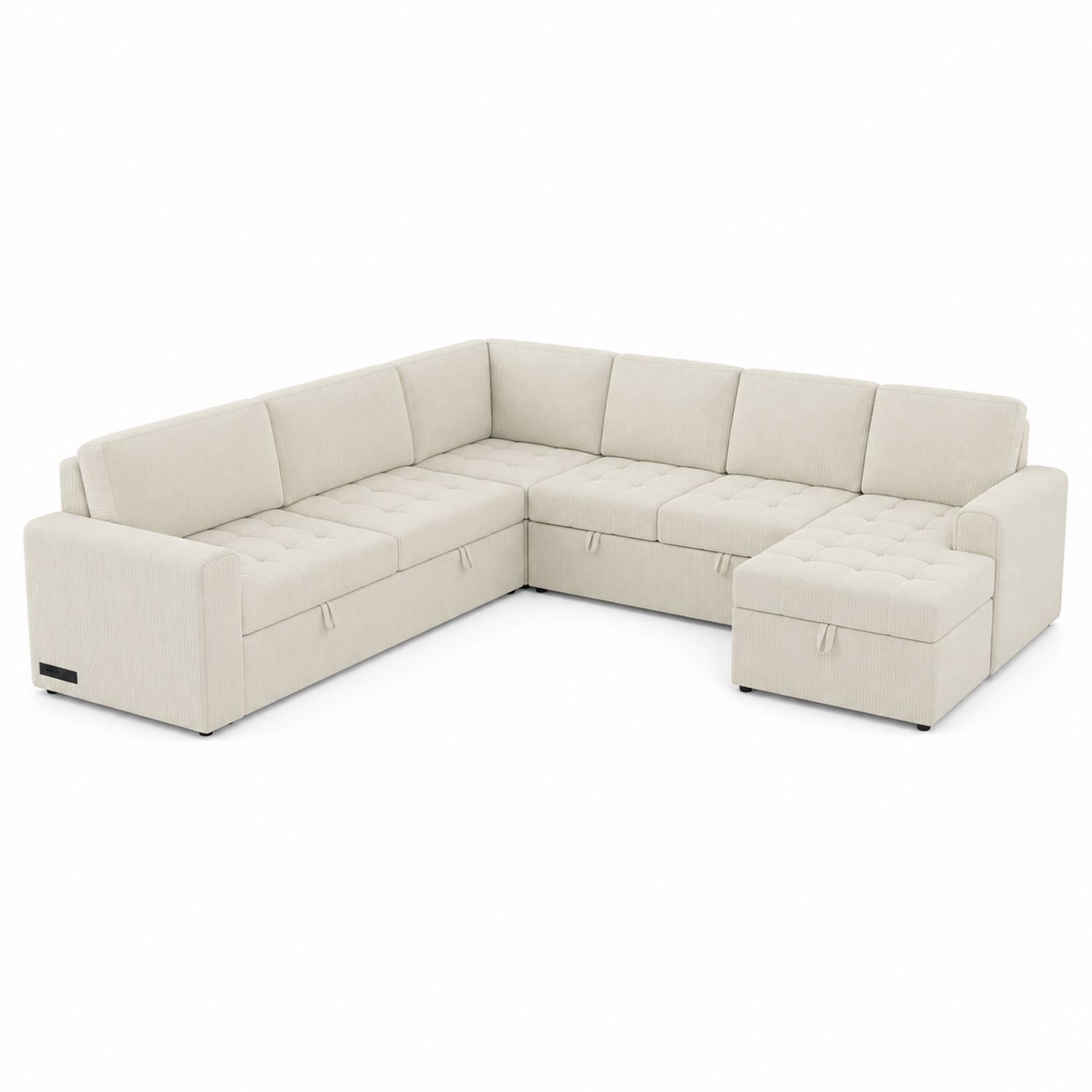 Narożna sofa modułowa z tkaniny beżowa 300x230x85 cm