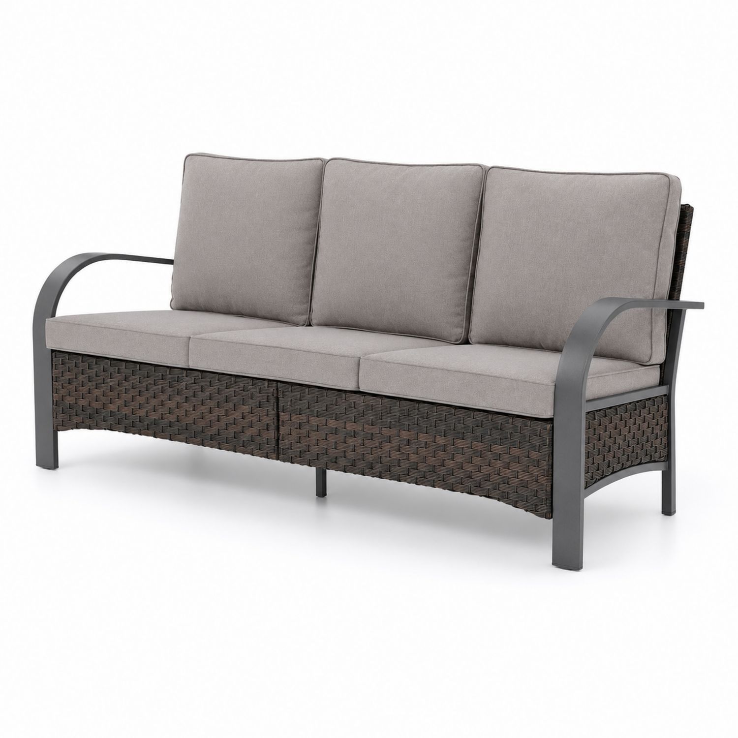 Sofa z rattanu syntetycznego 3-osobowa z poduszkami