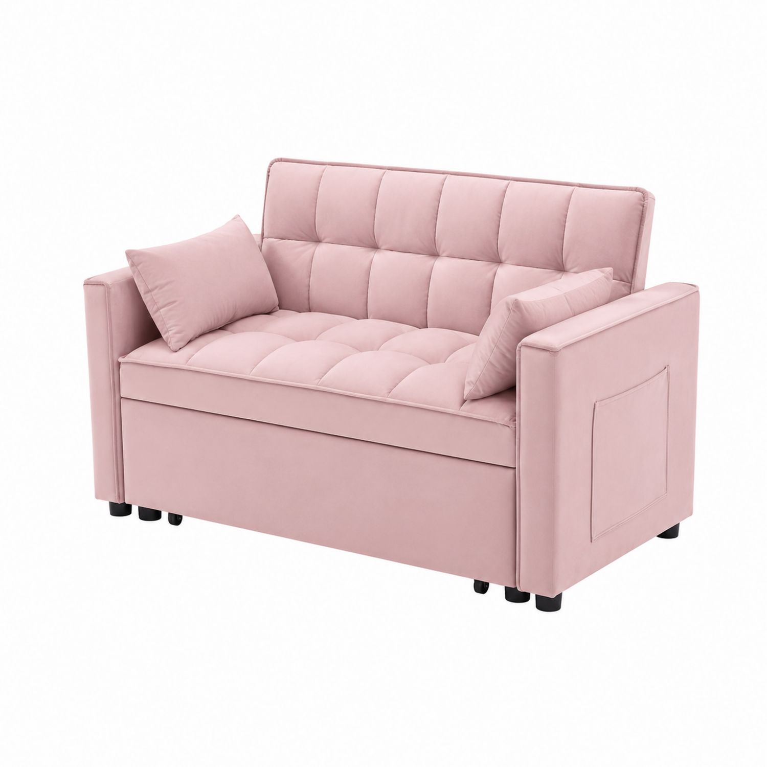 Sofa rozkładana dwuosobowa welurowa różowa