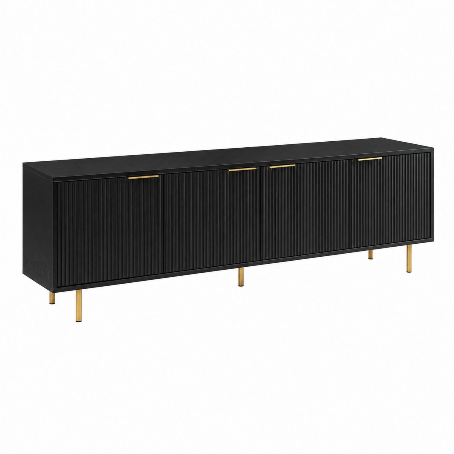 Szafka RTV Czarna z MDF i Metalu 200x40x60 cm