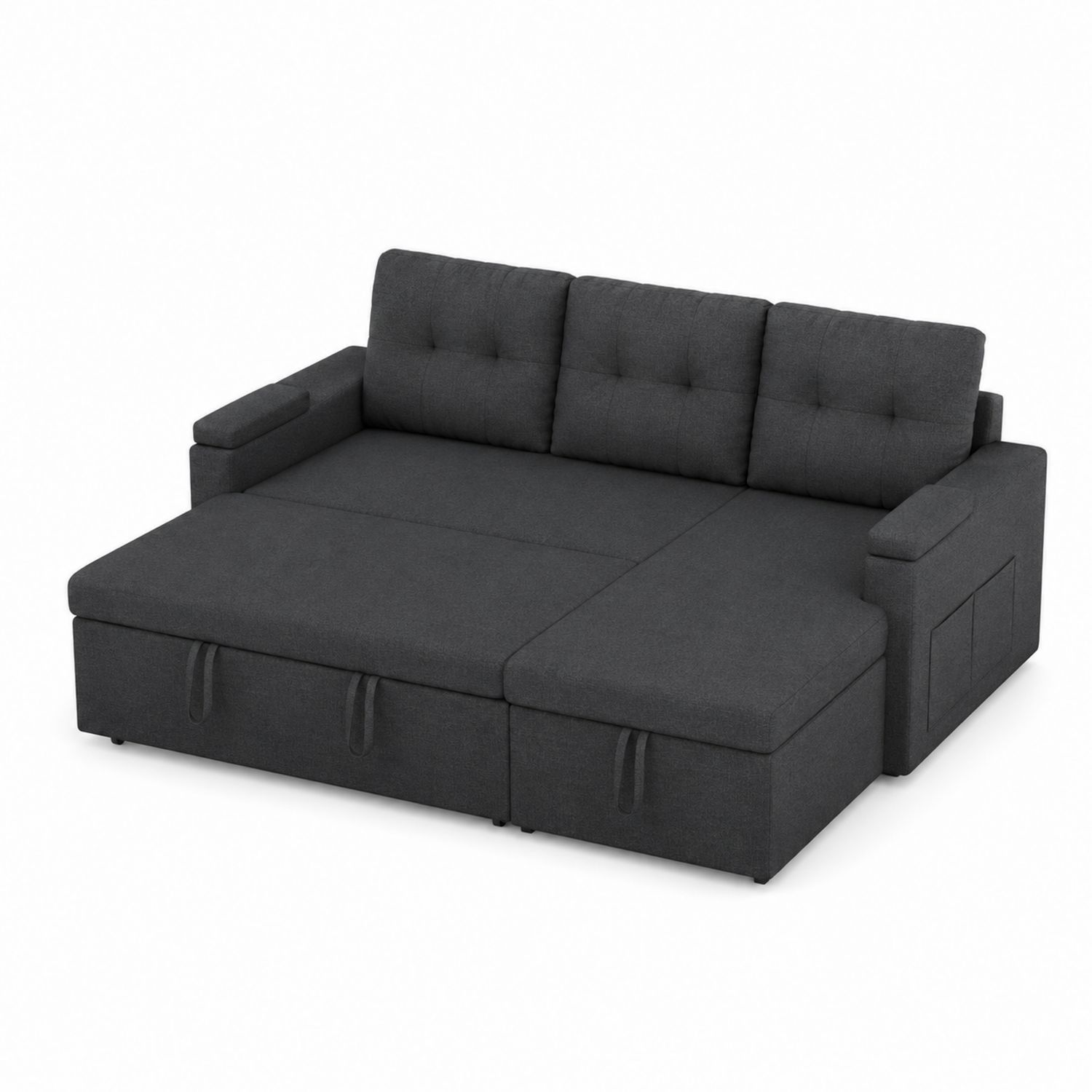 Sofa rozkładana z funkcją spania, poliester, Antracyt, 220x150 cm