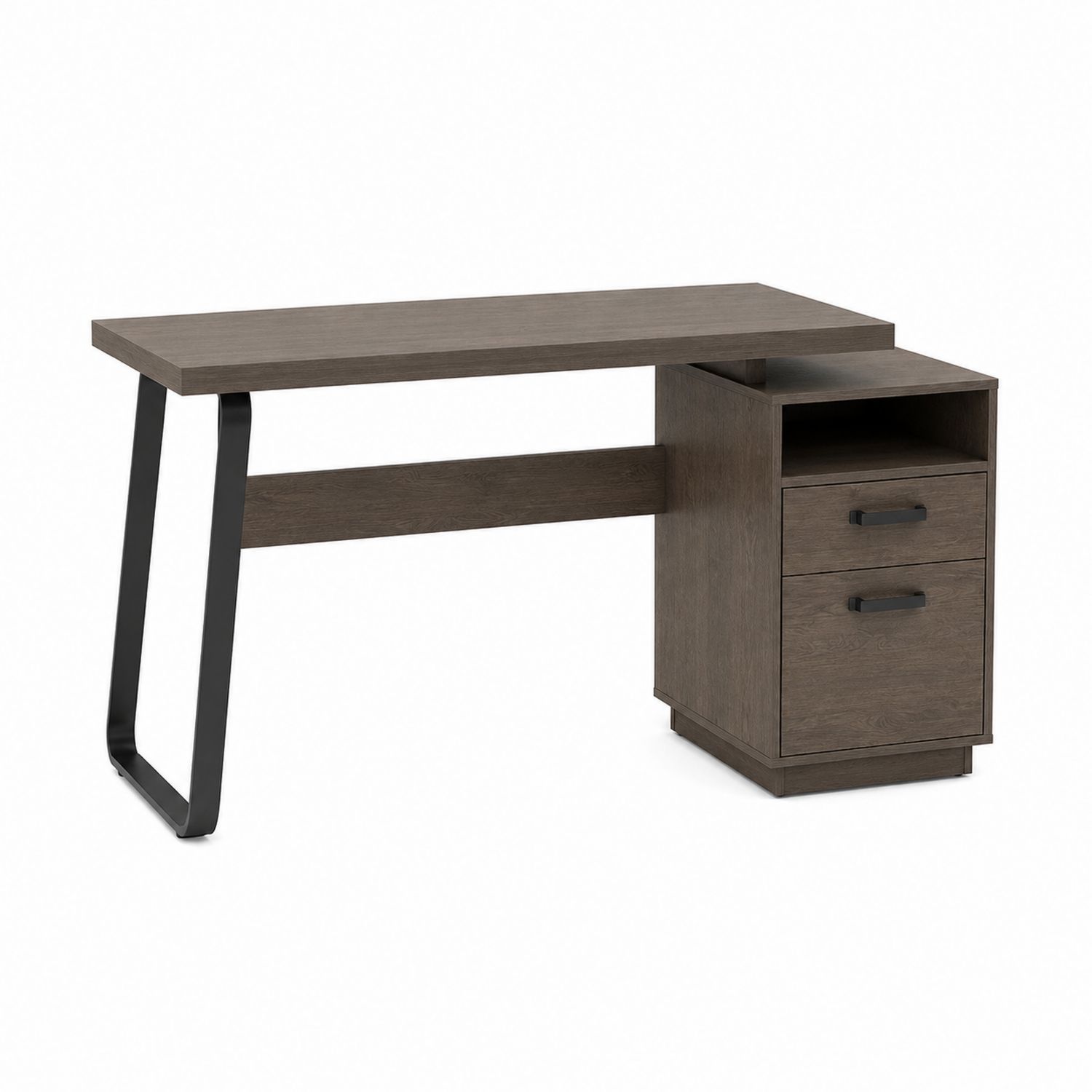 Biurko narożne z dwoma szufladami 140x60x75 cm MDF stal