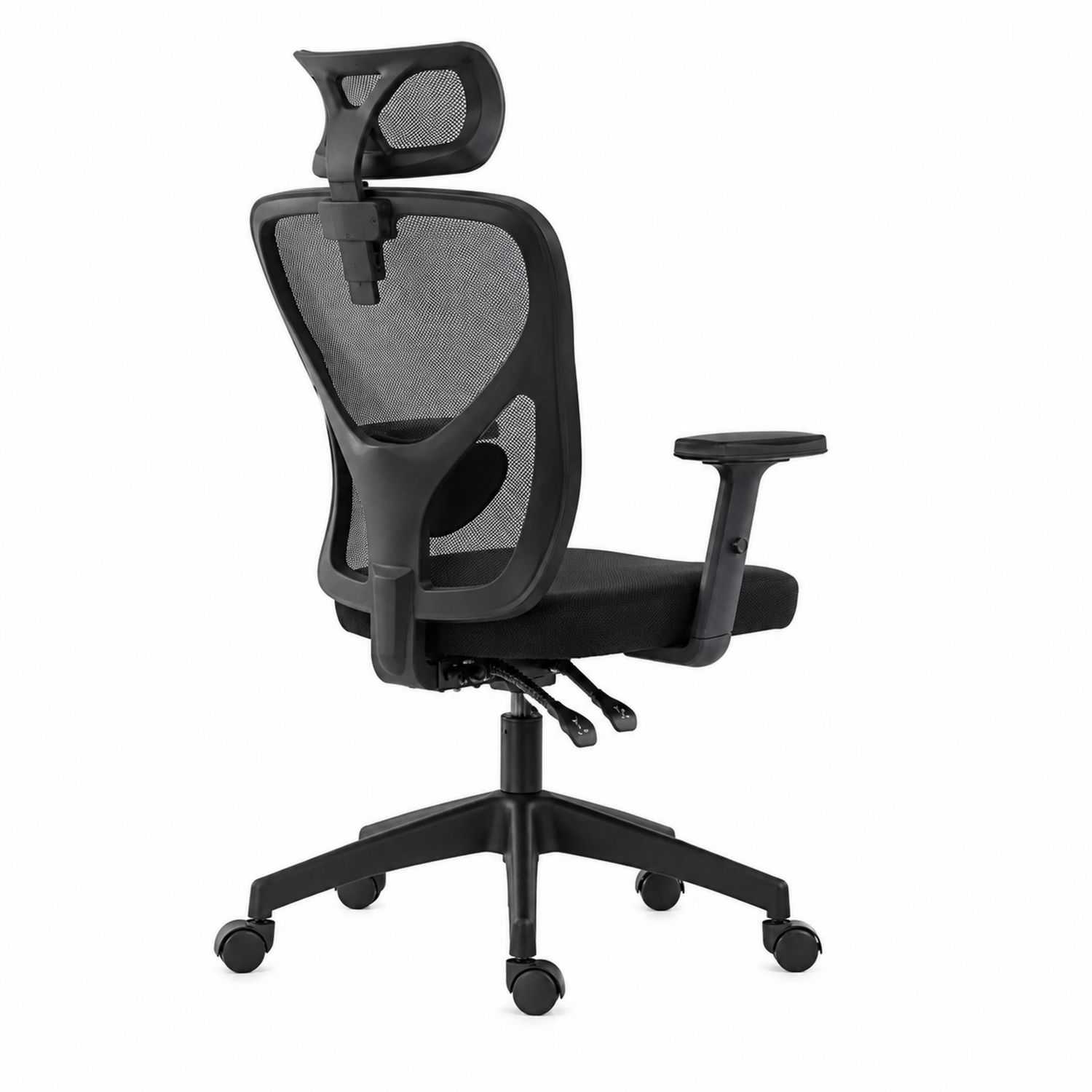Ergonomiczny fotel biurowy z siatki, polipropylen, czarny
