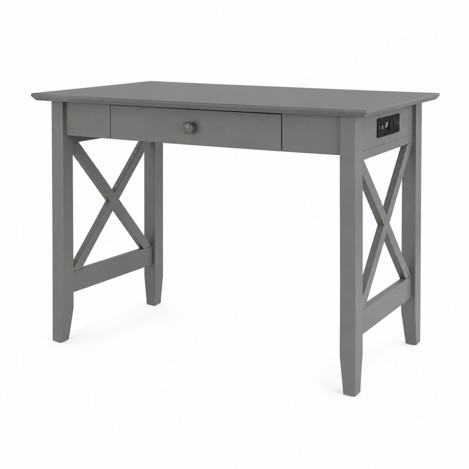 Biurko prostokątne z szufladą MDF i złączem elektrycznym Szary 120 cm