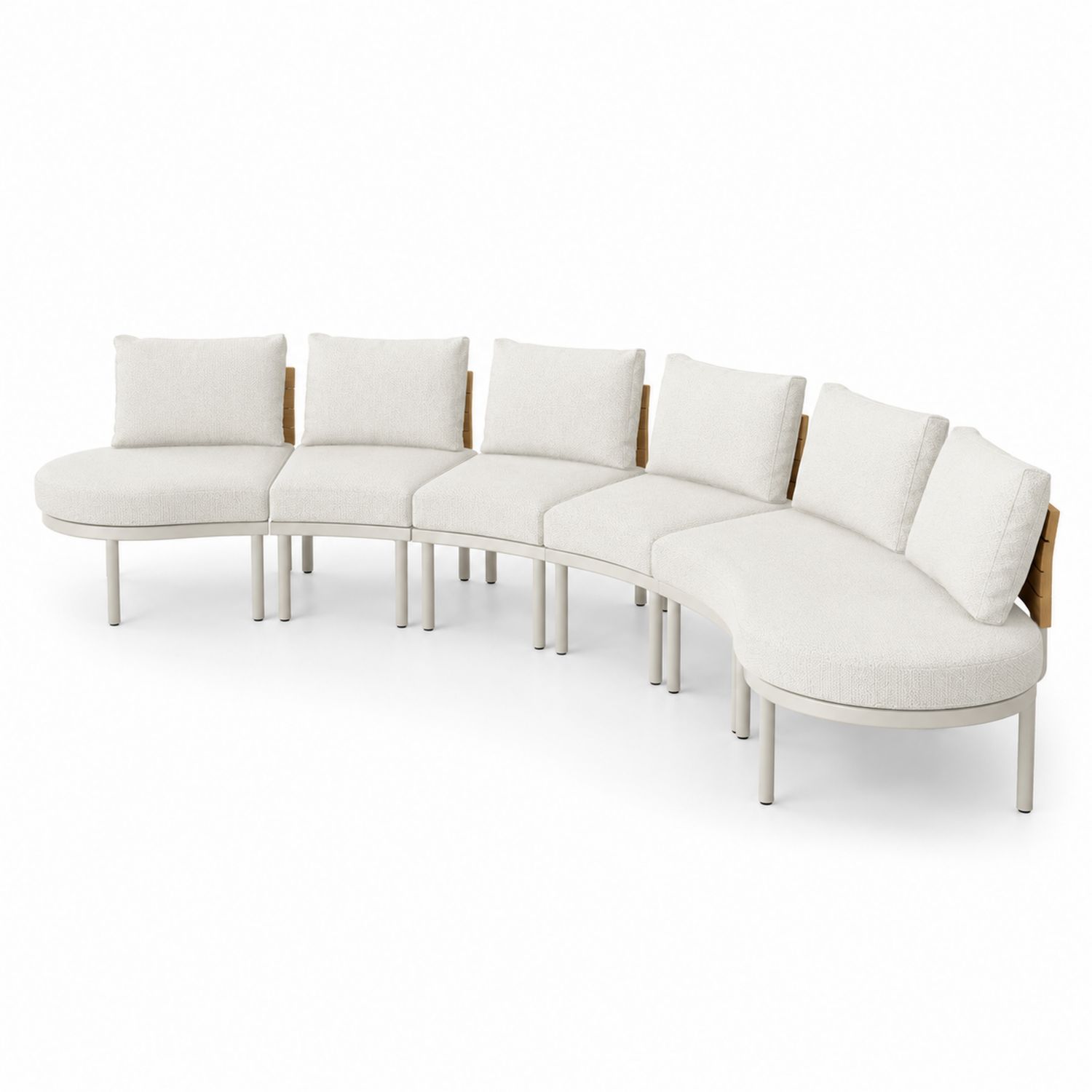 Sofa półkolista 6-osobowa z aluminium i tkaniny poliestrowej