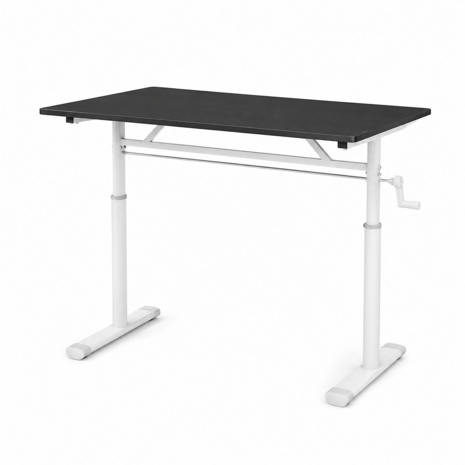 Biurko regulowane prostokątne 120x60 cm MDF Metal Czarny/Biały