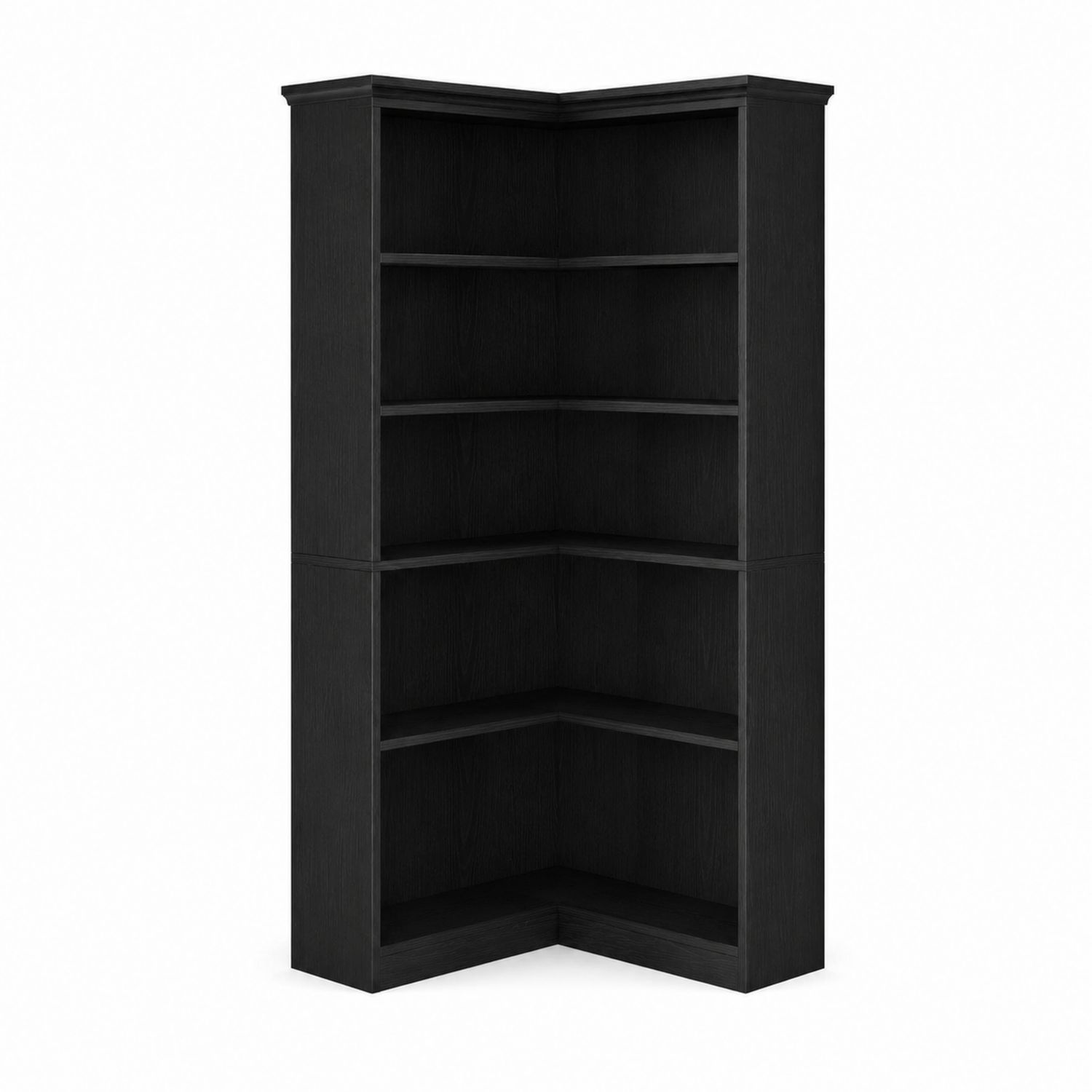 Czarna narożna biblioteka z płyty MDF z 5 półkami