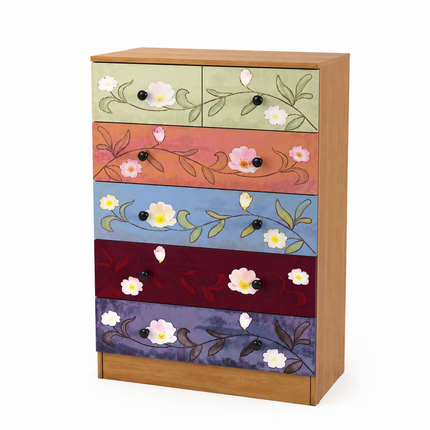 Komoda z szufladami z drewna i płyty MDF wielokolorowa 120x80x40 cm
