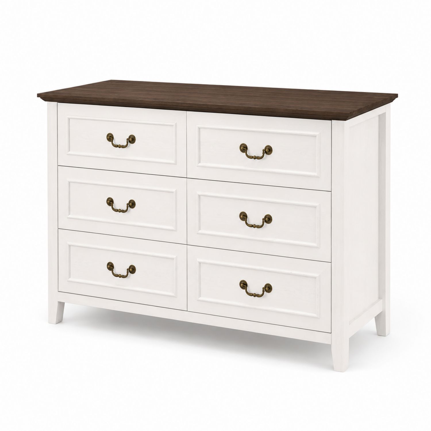 Komoda z sześcioma szufladami drewno MDF Biały/Brązowy 120cm