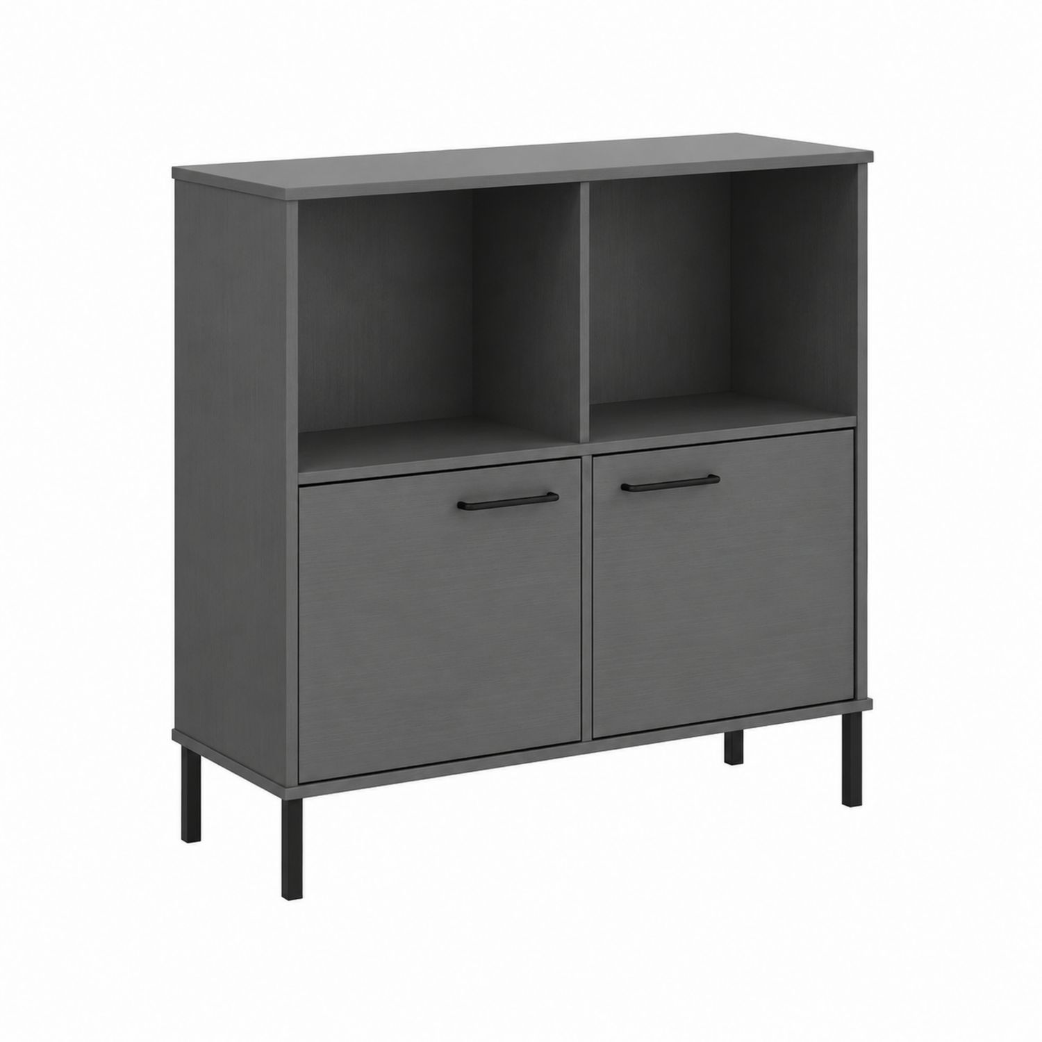 Szara szafka biurowa dwudrzwiowa z półkami MDF 90x30x80 cm