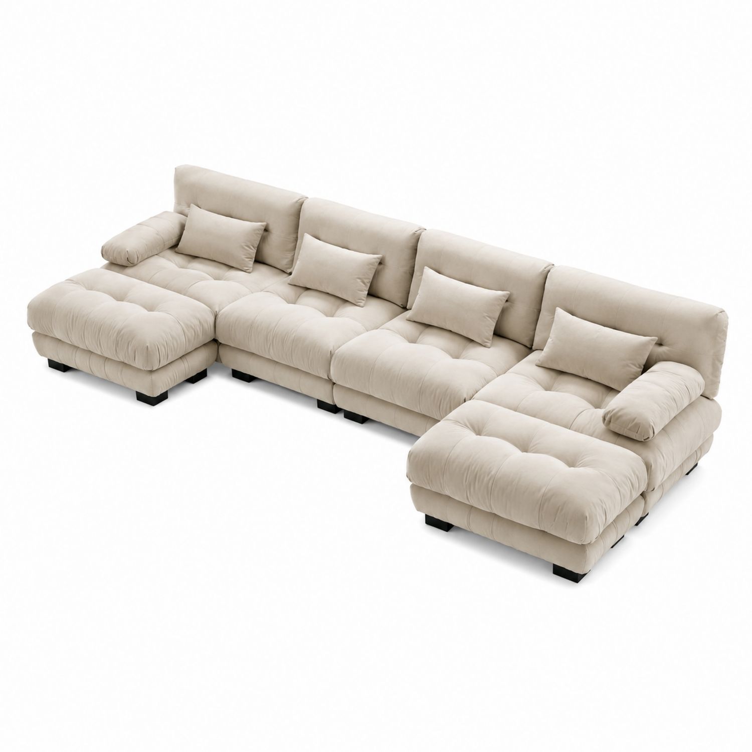 Narożna sofa modułowa z tkaniny, 5-osobowa, beżowa
