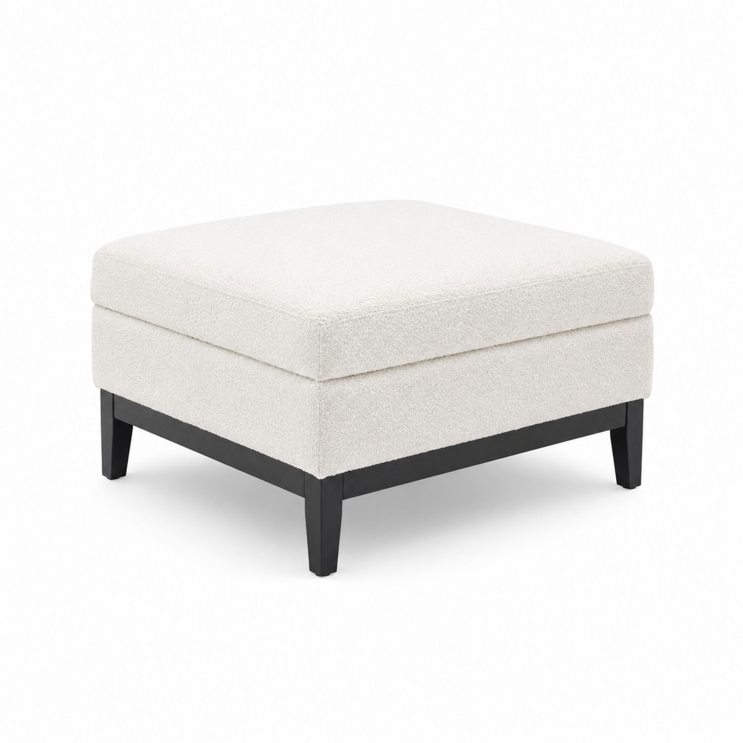 Pufa kwadratowa 90 cm kremowa tkanina bouclé drewniane nogi