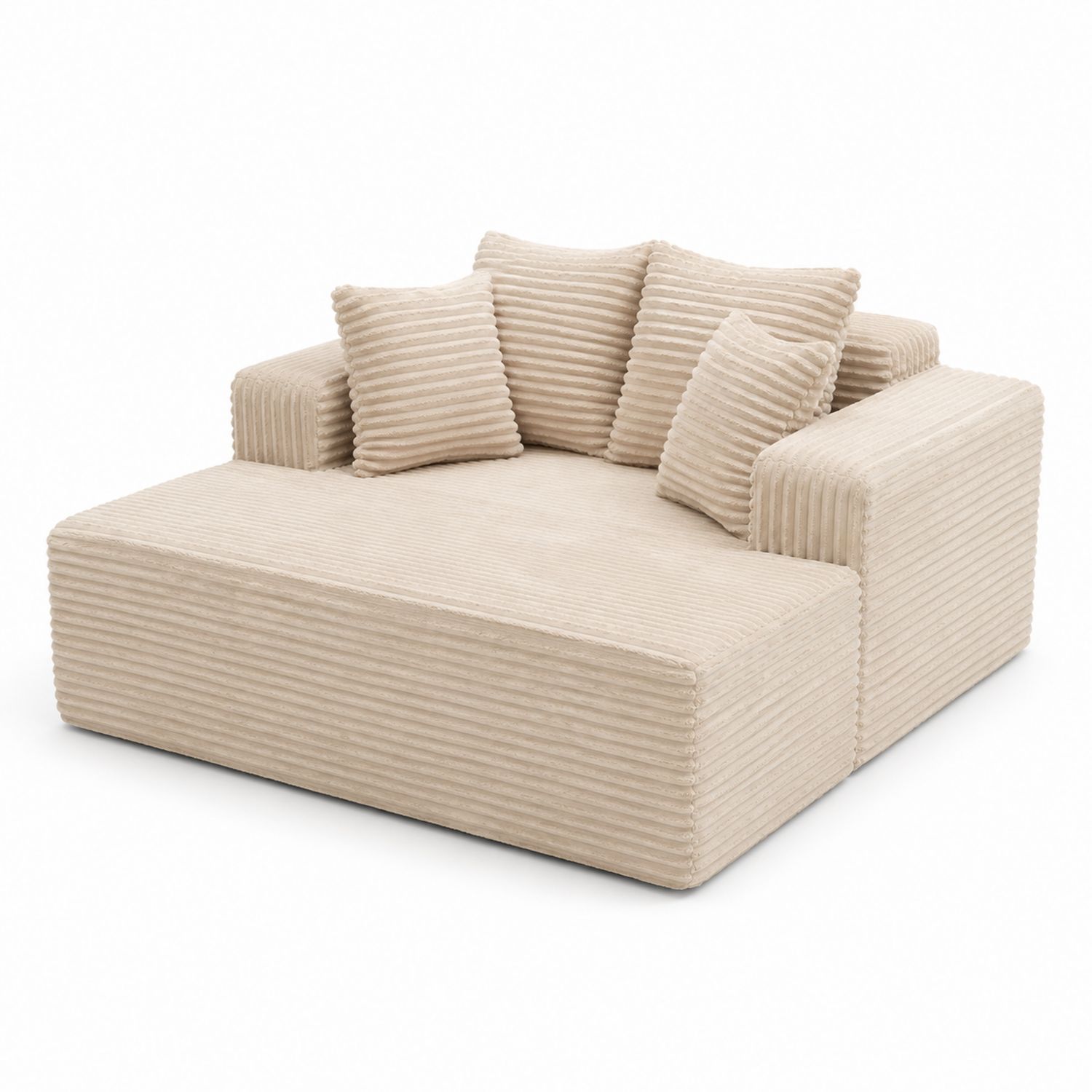 Sofa narożna sztruksowa beżowa z poduszkami 200x120 cm