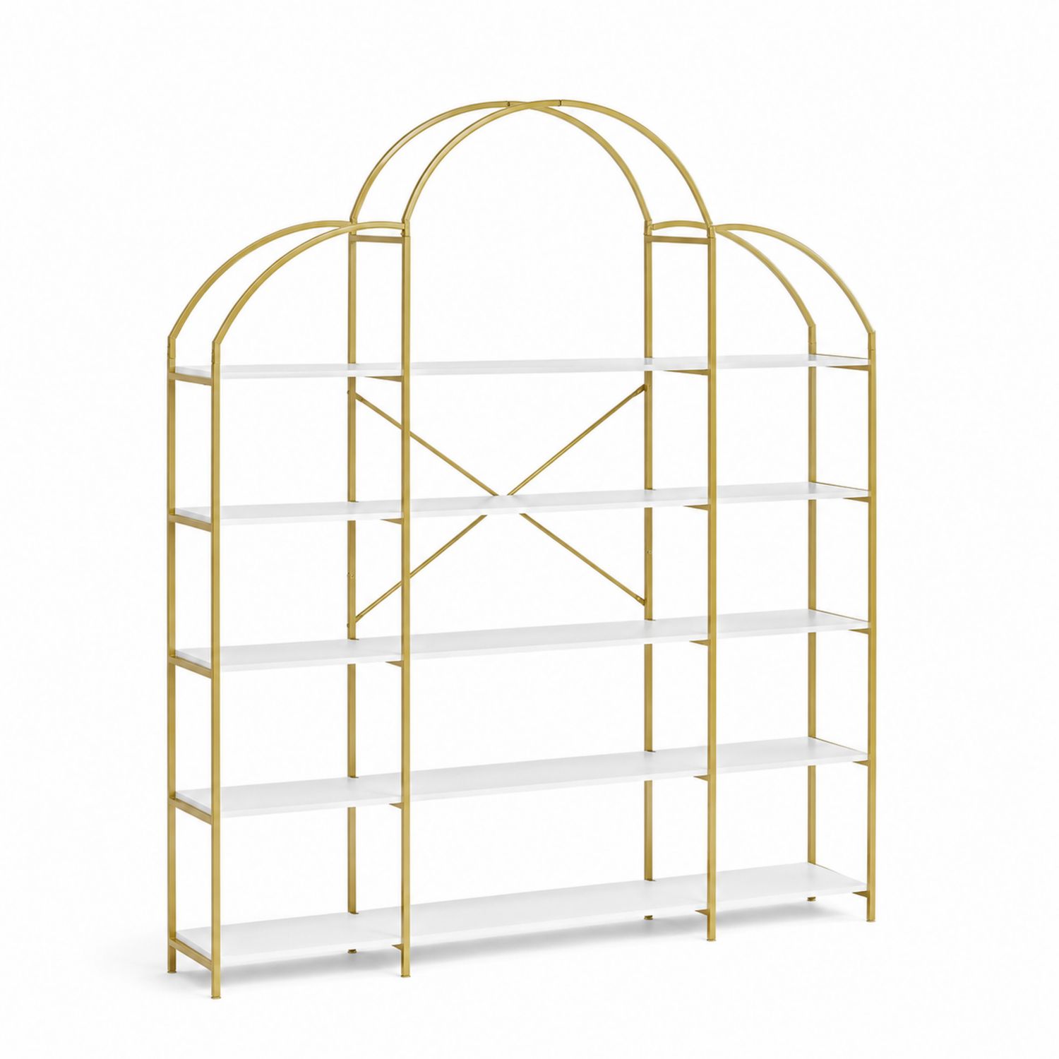 Regał metalowy z półkami MDF Złoty/Biały 200 cm x 150 cm x 40 cm