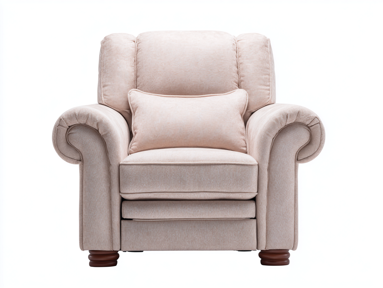 Sillones reclinables tela 95x90x96 cm beige para salón - diseño clásico acolchado-Javexiroom