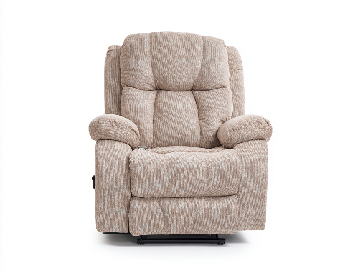 Sillones reclinables tela 92x96x104 cm beige para salón - diseño acolchado de confort-Javexiroom