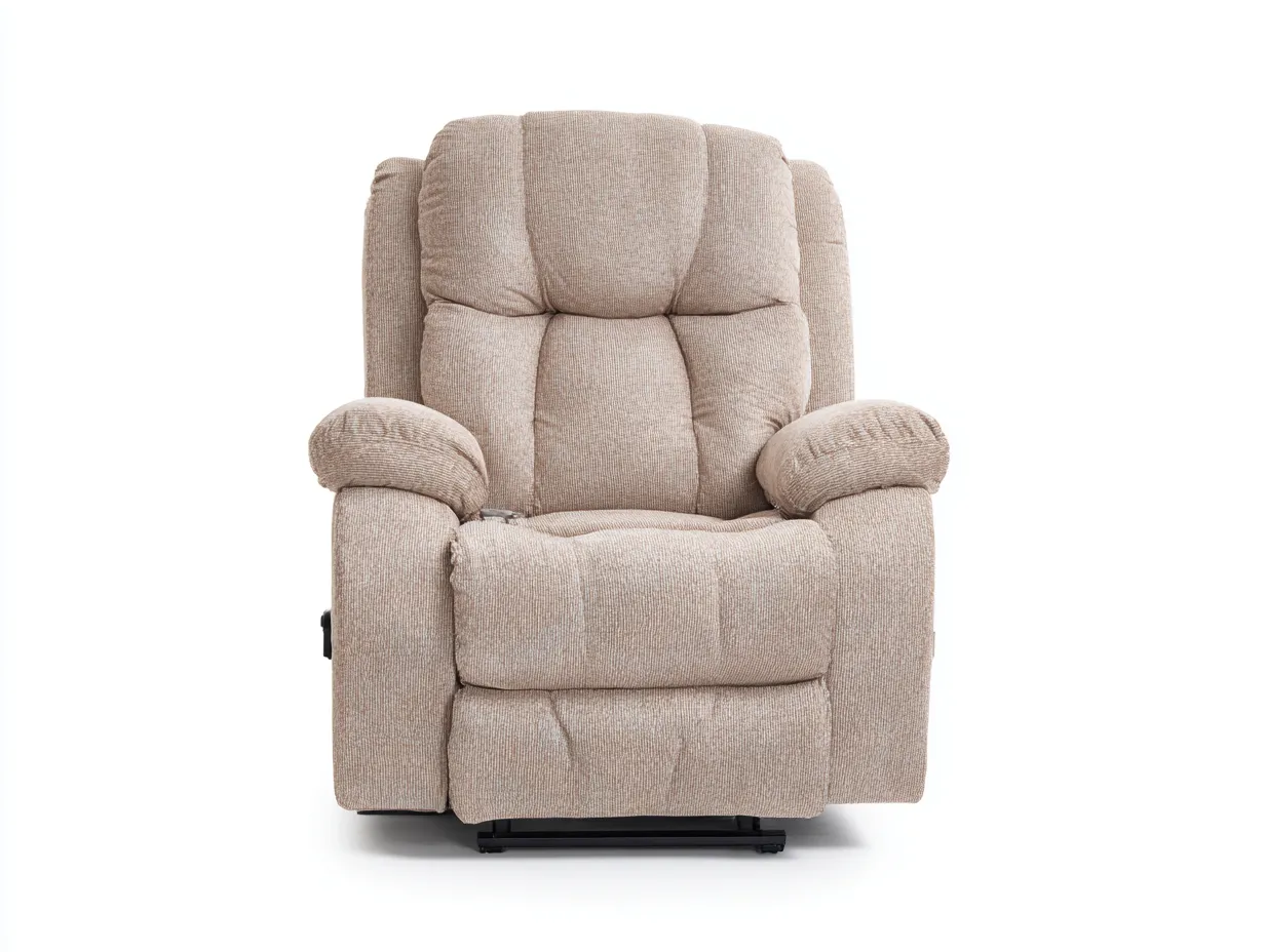 Sillones reclinables tela 92x96x104 cm beige para salón - diseño acolchado de confort-Javexiroom